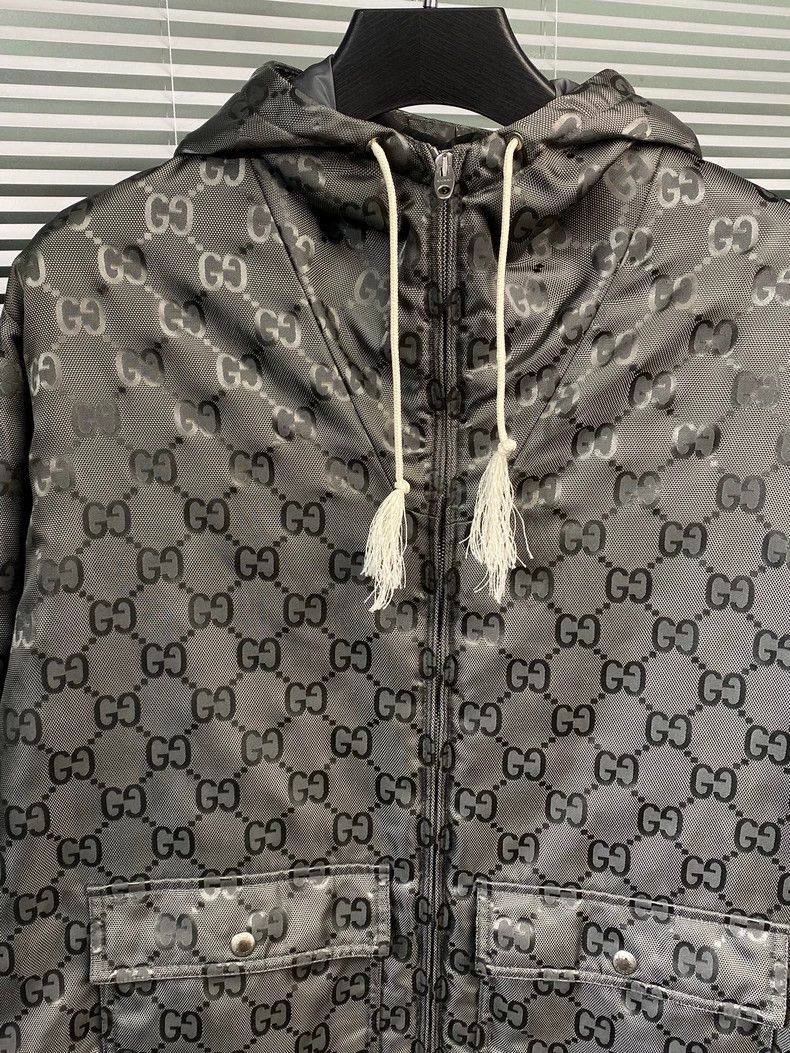 Gucci Gucci Monogrammed Hooded Jacket in Grey-2506 Size US XL / EU 56 / 4 - 6 Thumbnail