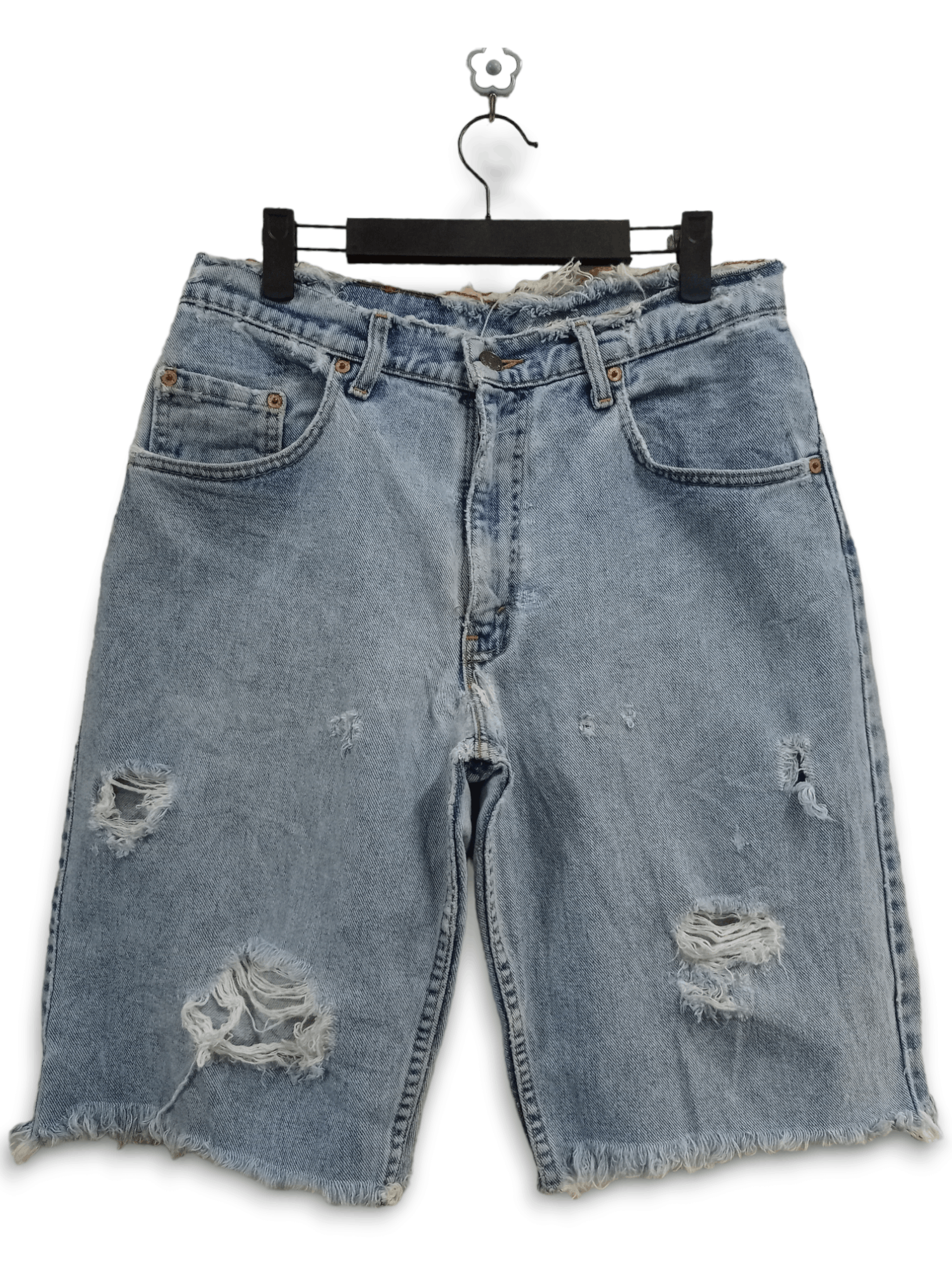 image of Distressed Denim x Levis Vintage 90's Levis 560 Jorts Stonewashed Loose Jean Shorts in Blue (Size 3