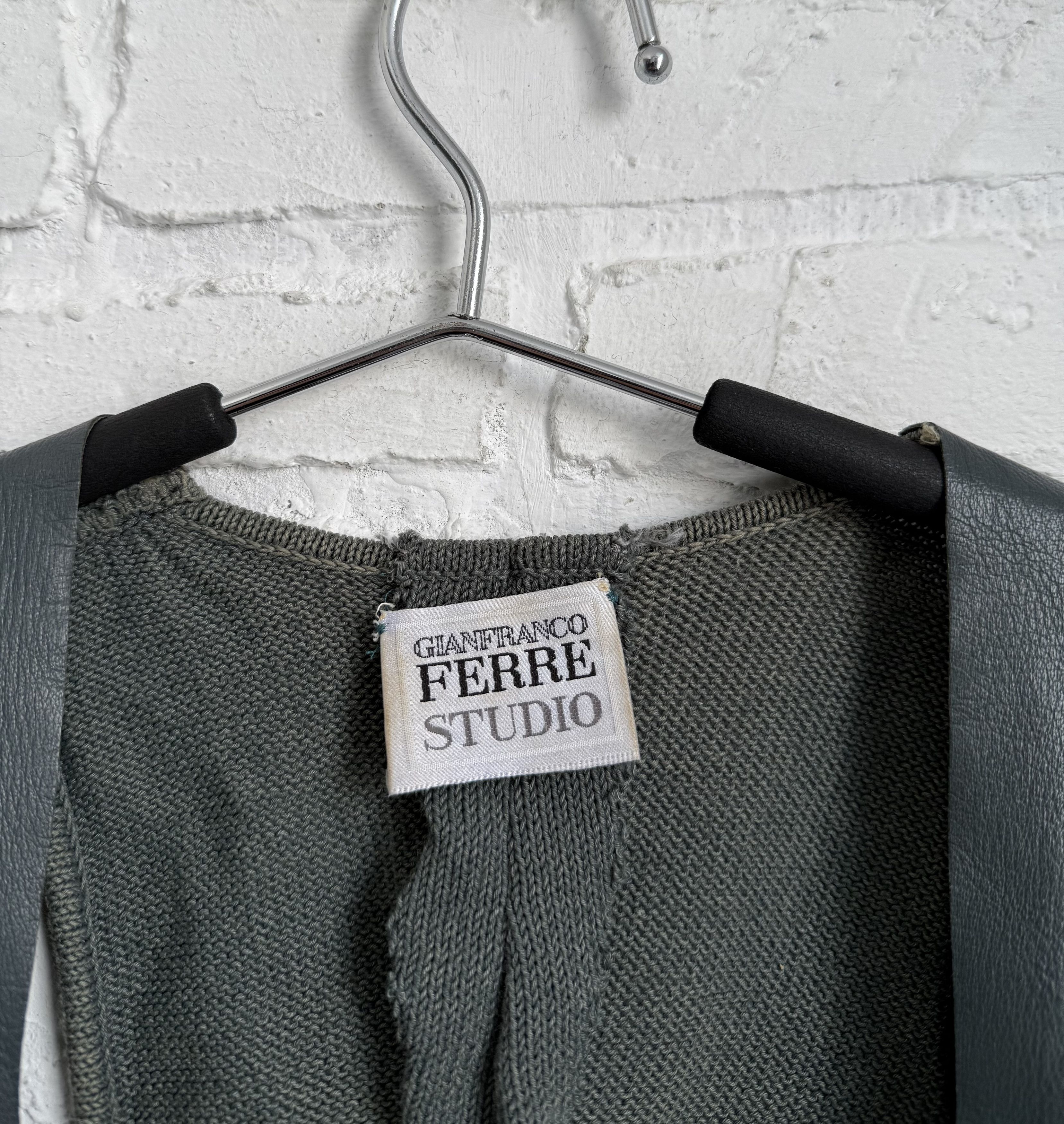 Gianfranco Ferre Archive 90s Gianfranco Ferre Studio leather vest knit back Size S / US 4 / IT 40 - 3 Thumbnail