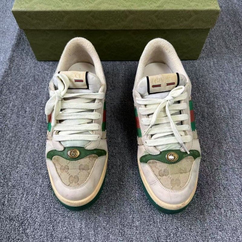 Gucci Gucci Screener Green Leather Sneakers for Men - Size US 9.5 / EU 42-43 - 2 Thumbnail