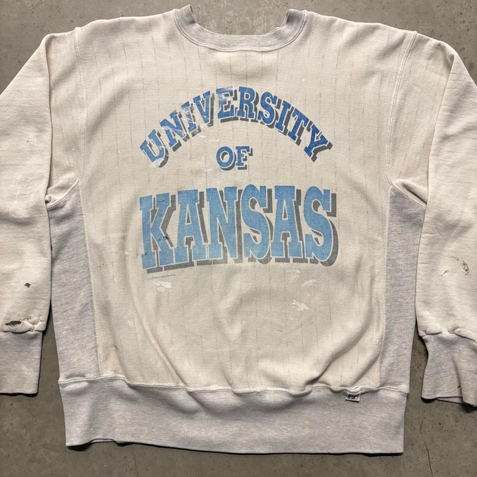 Vintage Crazy Vintage University of Kansas Painted Weave Crewneck Size US L / EU 52-54 / 3 - 2 Thumbnail