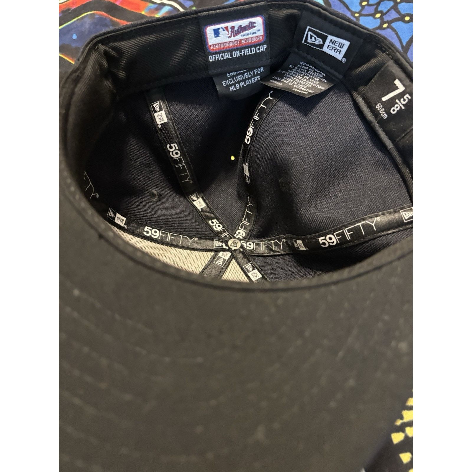 Vintage New York Yankees MLB Hat flex fit Blue 7 5/8 Size ONE SIZE - 5 Thumbnail