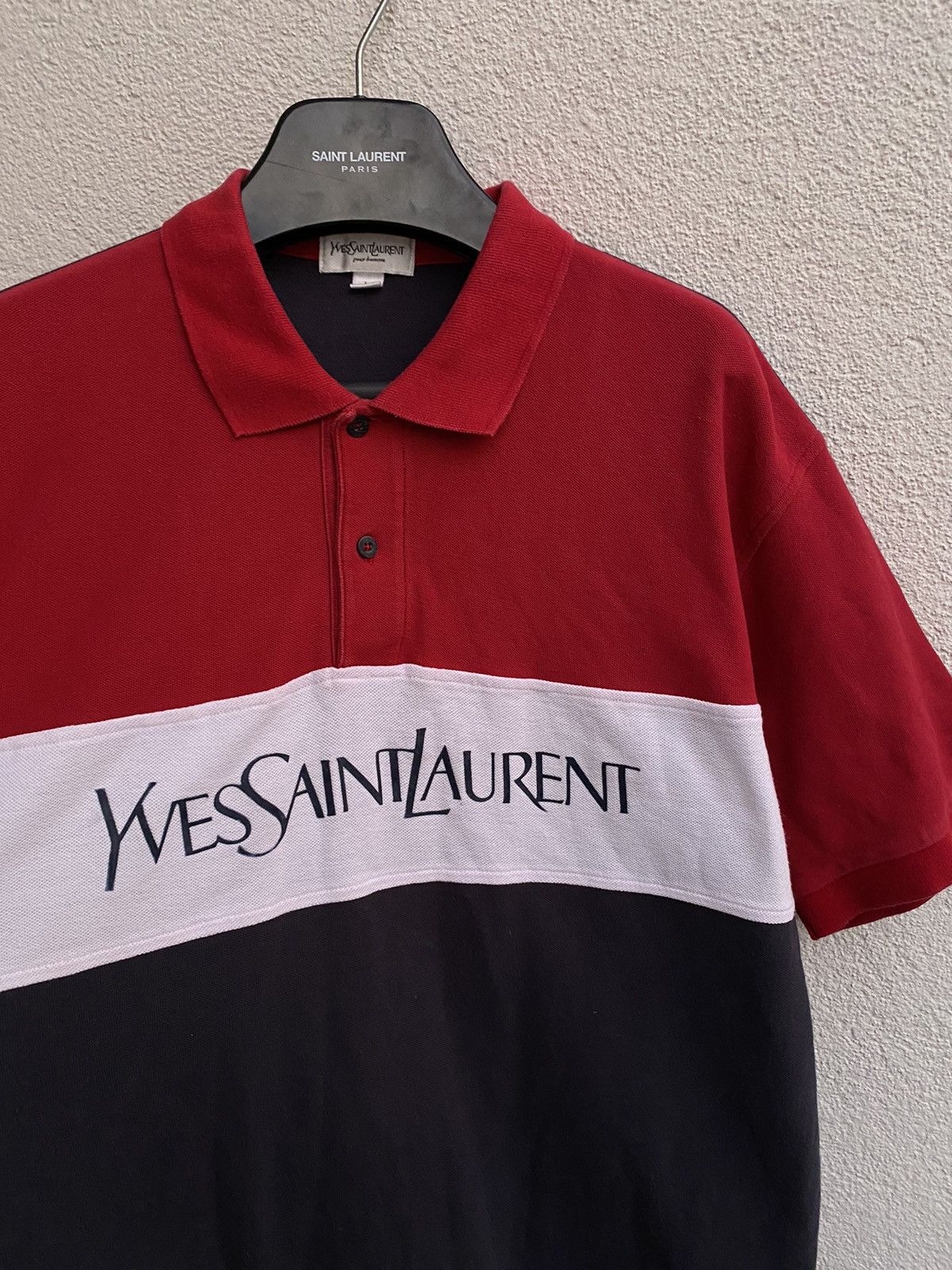 Yves Saint Laurent Big Logo YSL Polo Shirt Size US L / EU 52-54 / 3 - 4 Thumbnail