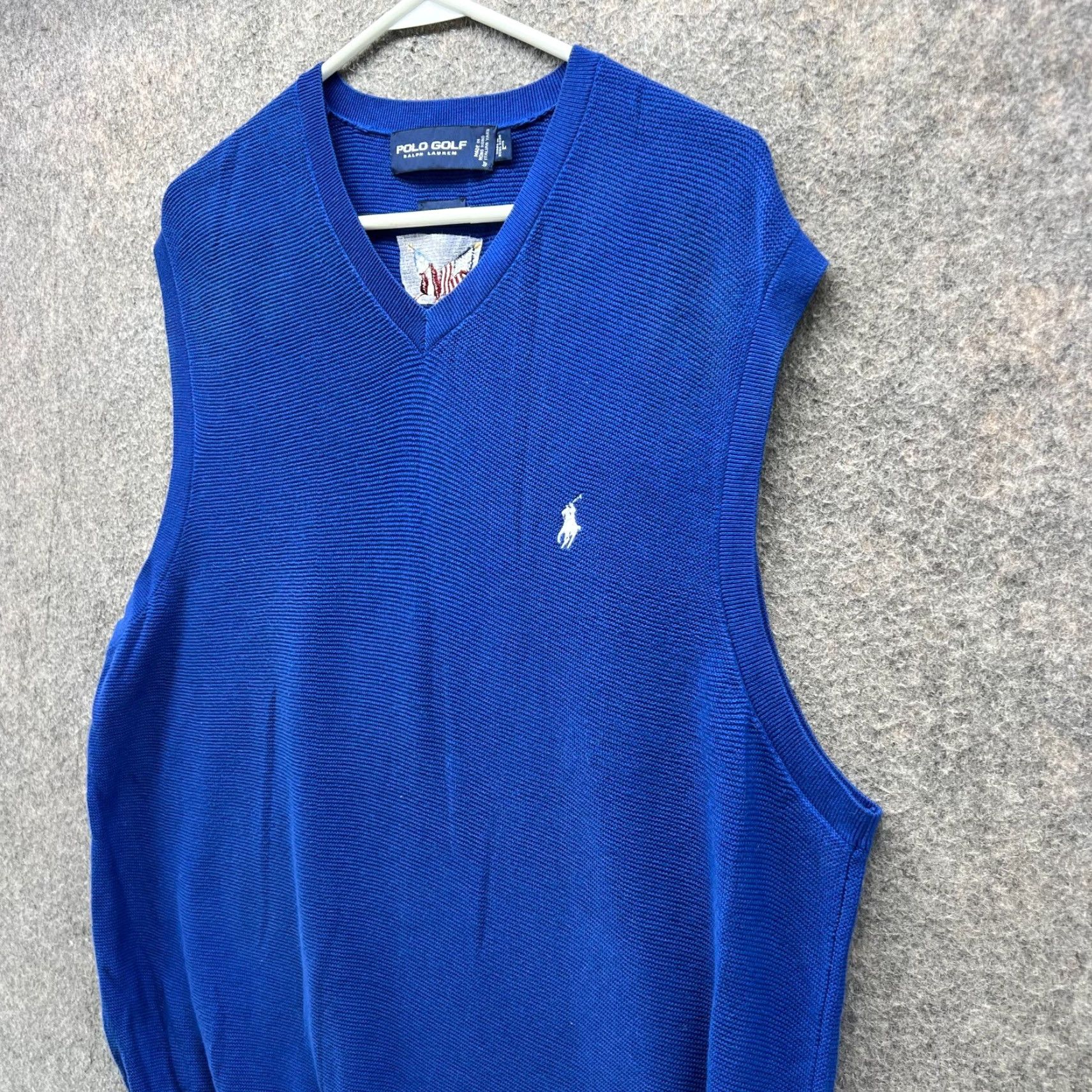 Polo Ralph Lauren VINTAGE Polo Ralph Lauren Vest Sweater Mens Large Royal Blue Knit Pony Patch Logo Golf Size US L / EU 52-54 / 3 - 7 Thumbnail
