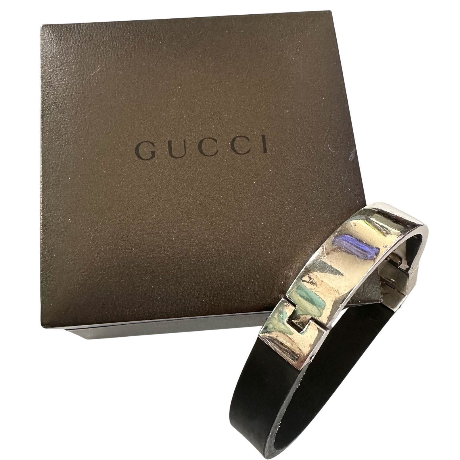 Gucci Gucci Rubber and Sterling Silver ID Bracelet- Full Inclusion Size ONE SIZE - 1 Thumbnail
