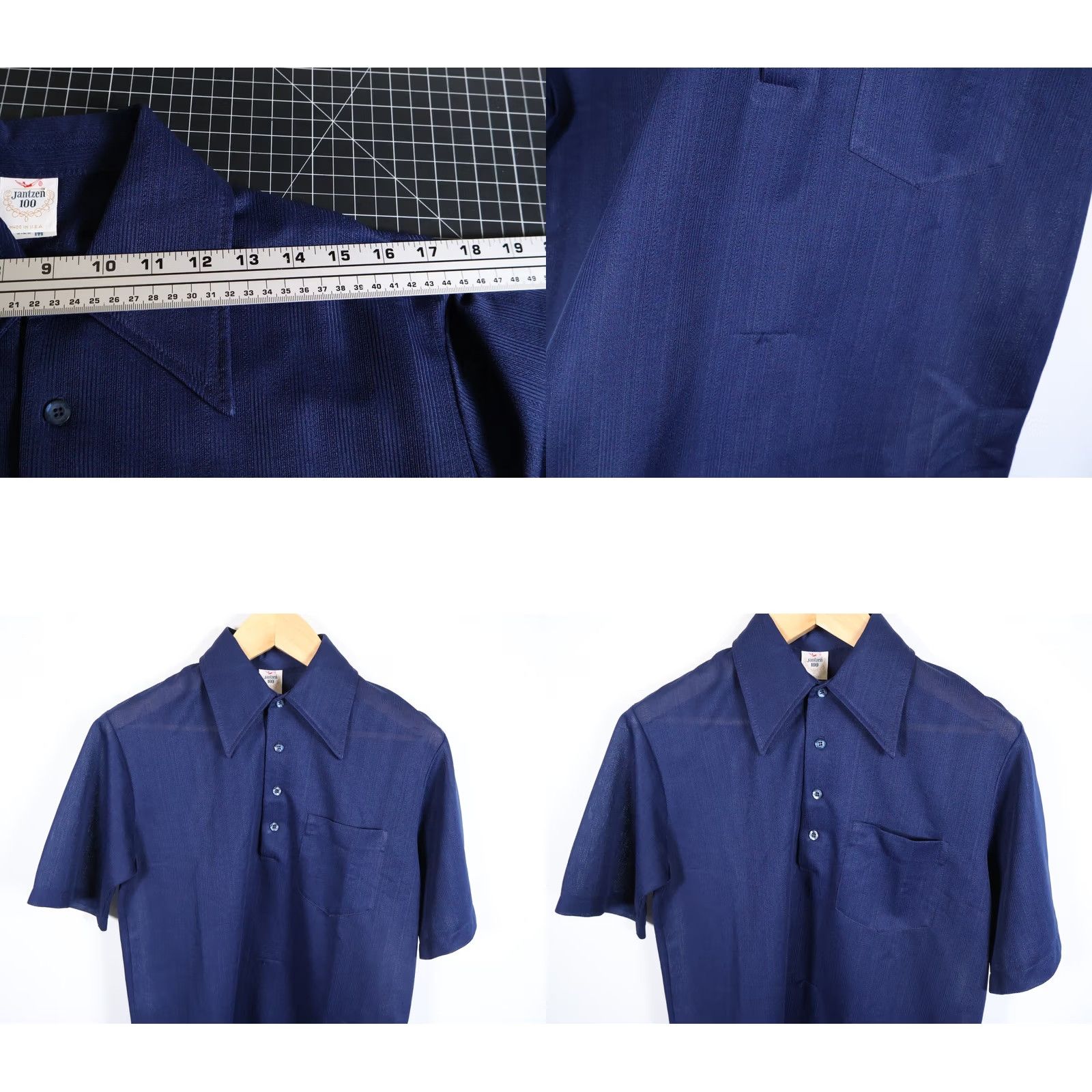 Jantzen VINTAGE Jantzen Knit Polo Shirt Mens Medium Dark Blue Lightweight Mod USA Shirt Polo Short Sleeve Casual 70s 90s Preppy Retro Boys Mens Size US M / EU 48-50 / 2 - 8 Thumbnail