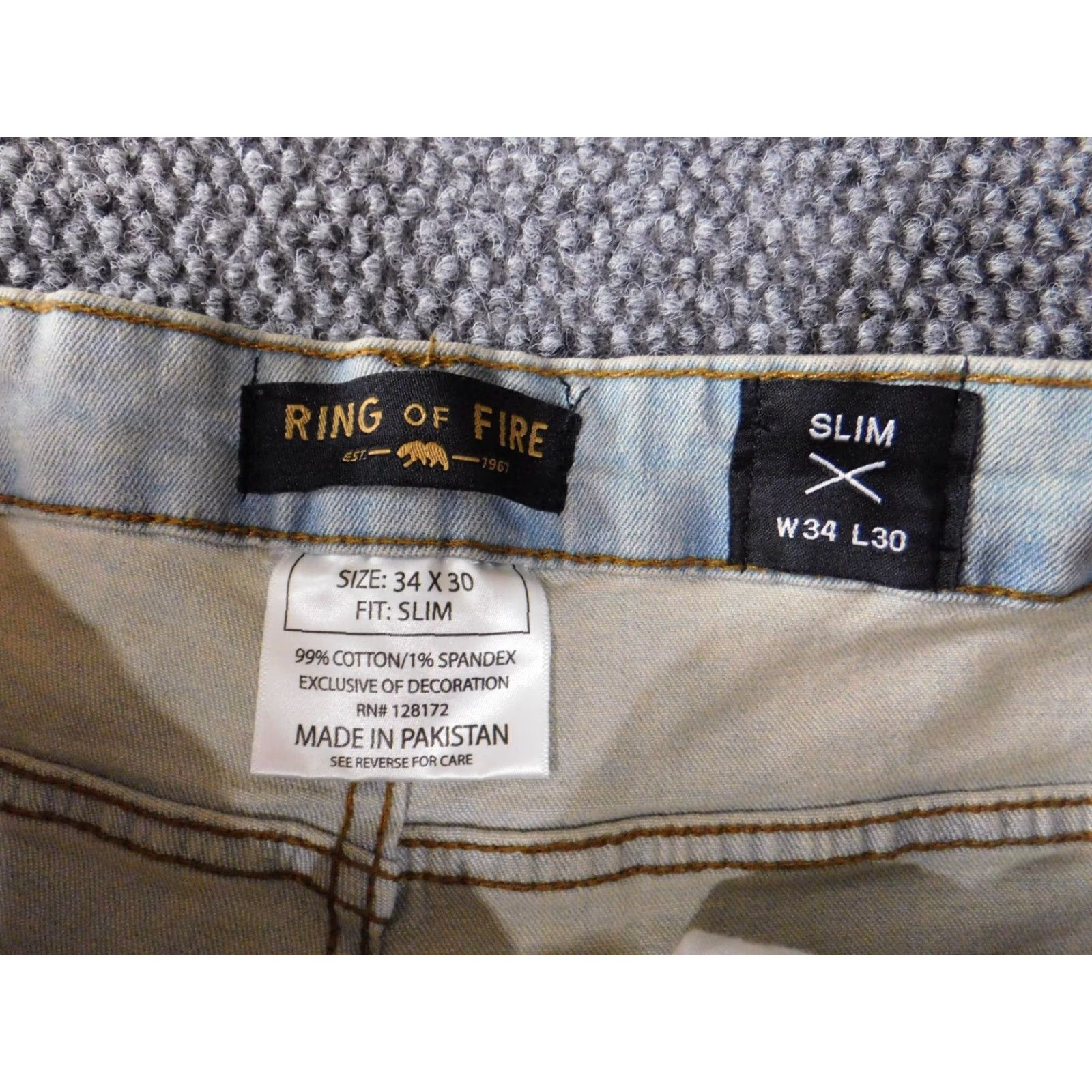 Ring Of Fire Ring of Fire Jeans 34x28 Mens Blue Slim Straight Light Wash Distressed Denim Straight retro Size US 34 / EU 50 - 2 Thumbnail