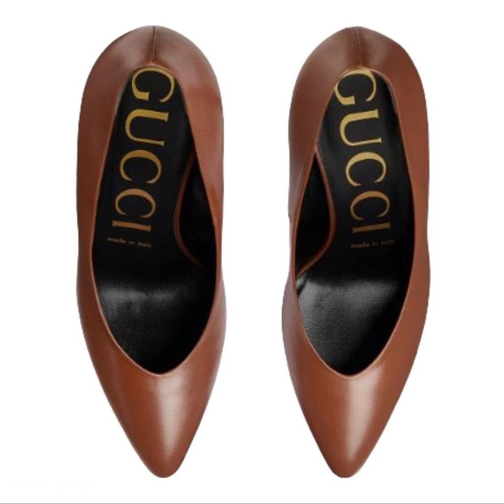 Gucci NEW Authentic Gucci Brown Vamp High Heel Leather Pumps 38.5 Size US 8.5 / IT 38.5 - 4 Thumbnail
