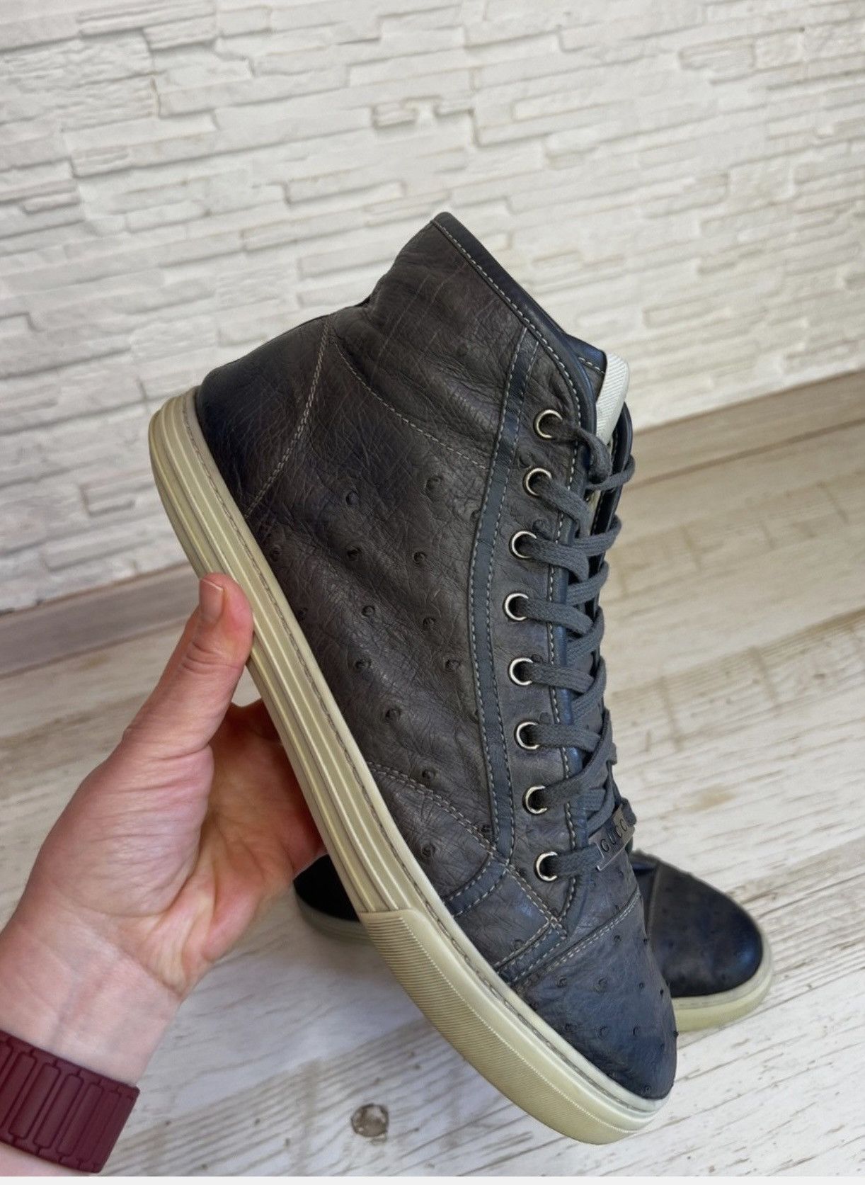Gucci Gucci Ostrich leather high top sneakers 9,5 Size US 9.5 / EU 42-43 - 8 Thumbnail