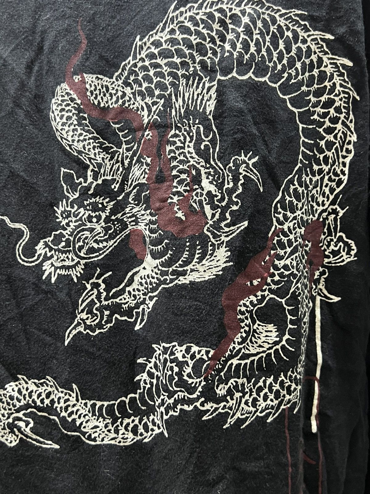Japanese Brand Sukajan embroidered Japanese character dragon longsleeve tee Size US M / EU 48-50 / 2 - 3 Thumbnail