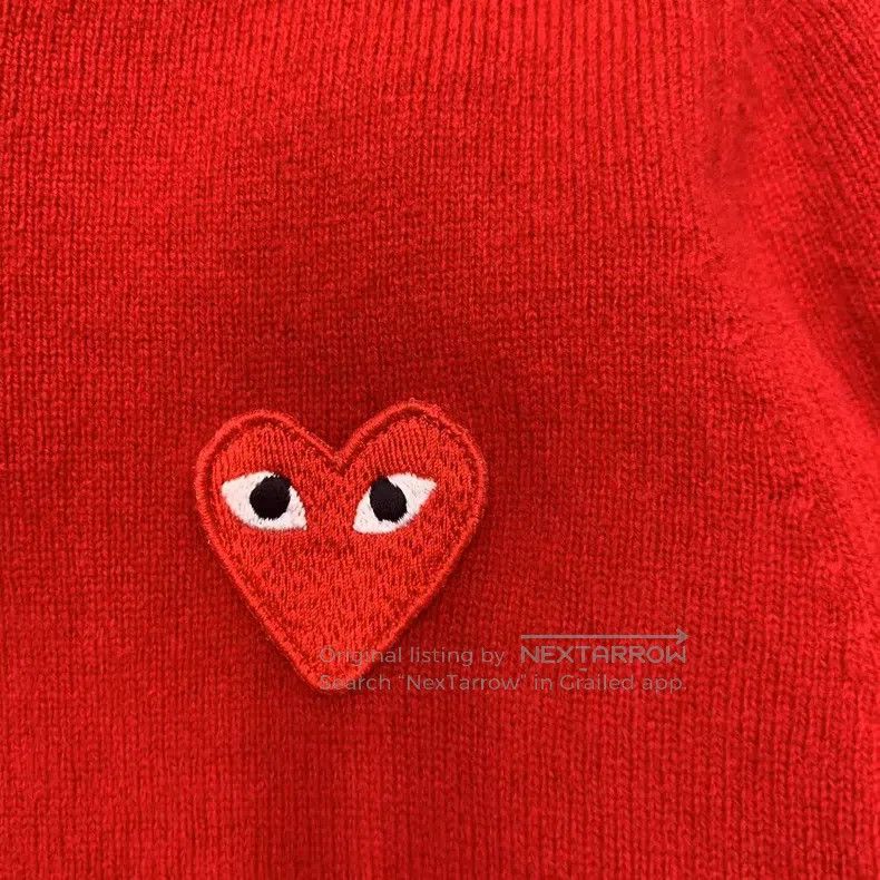 Comme des Garcons Comme Des Garcons PLAY series red heart sweater, XS size. Size XS / US 0-2 / IT 36-38 - 3 Thumbnail