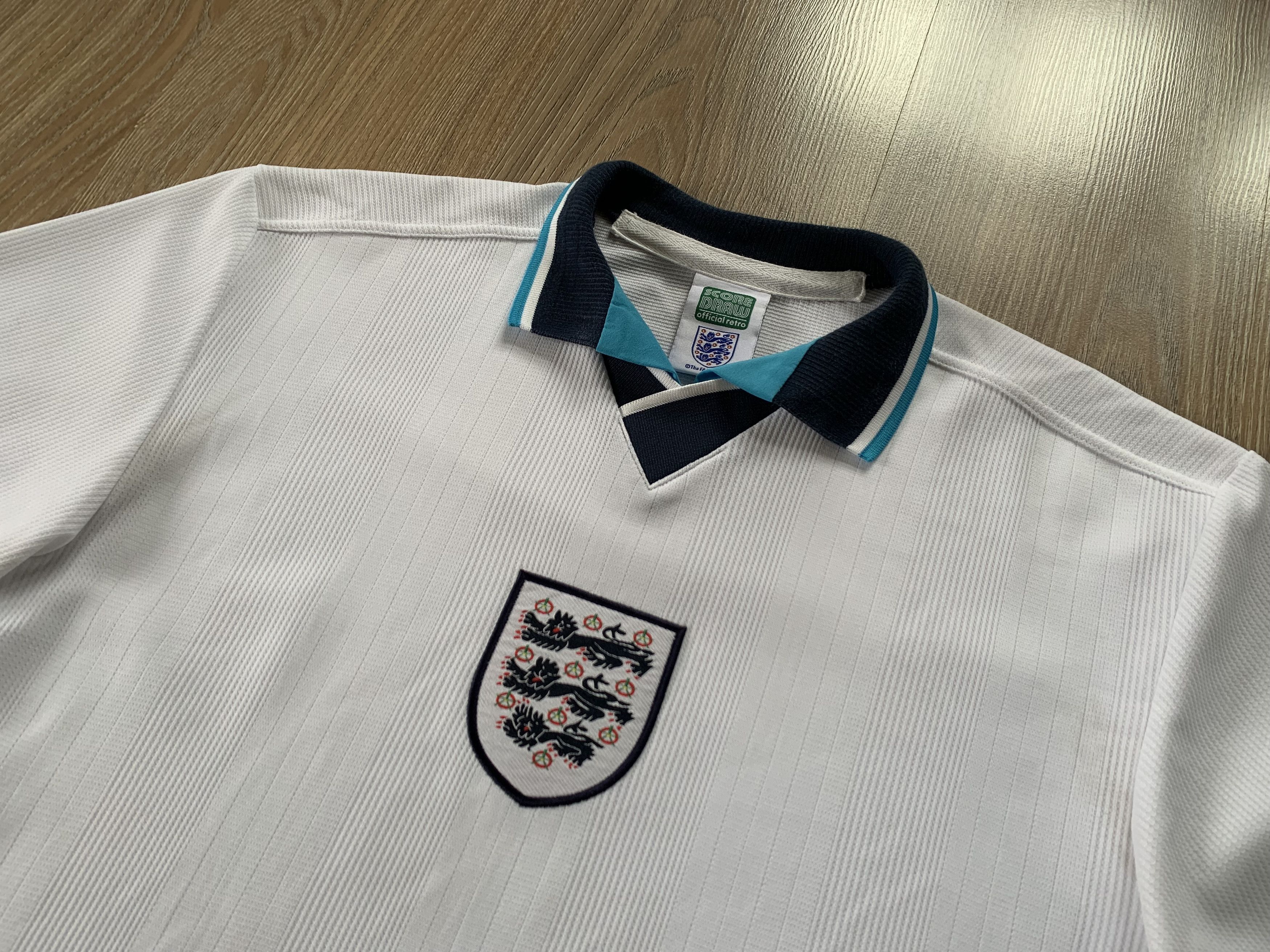 Vintage Score Draw England National Team White Training Polo Size US S / EU 44-46 / 1 - 4 Thumbnail