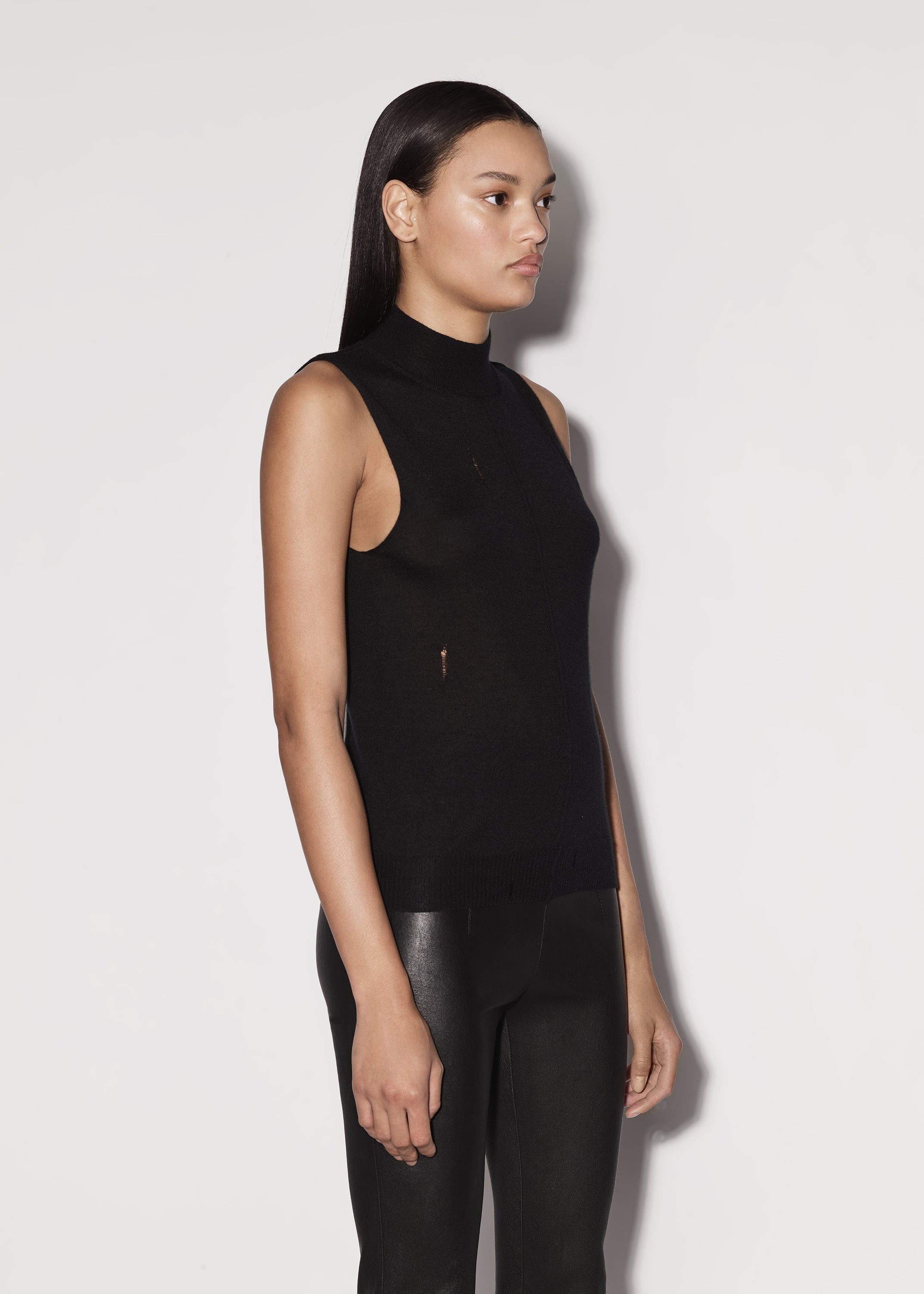 Amiri o1y0425 Cashmere Blend Tank Top in Black Size S / US 4 / IT 40 - 4 Thumbnail