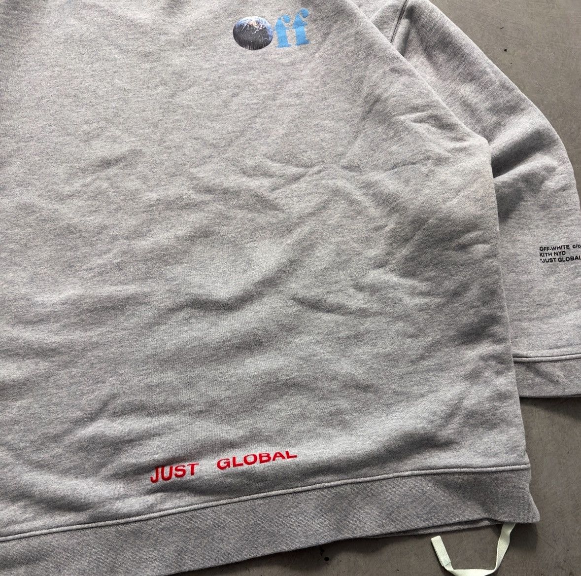 Kith × Off-White Kith x Off White Just Global Gray Crewneck Sweatshirt Size US XXL / EU 58 / 5 - 3 Thumbnail
