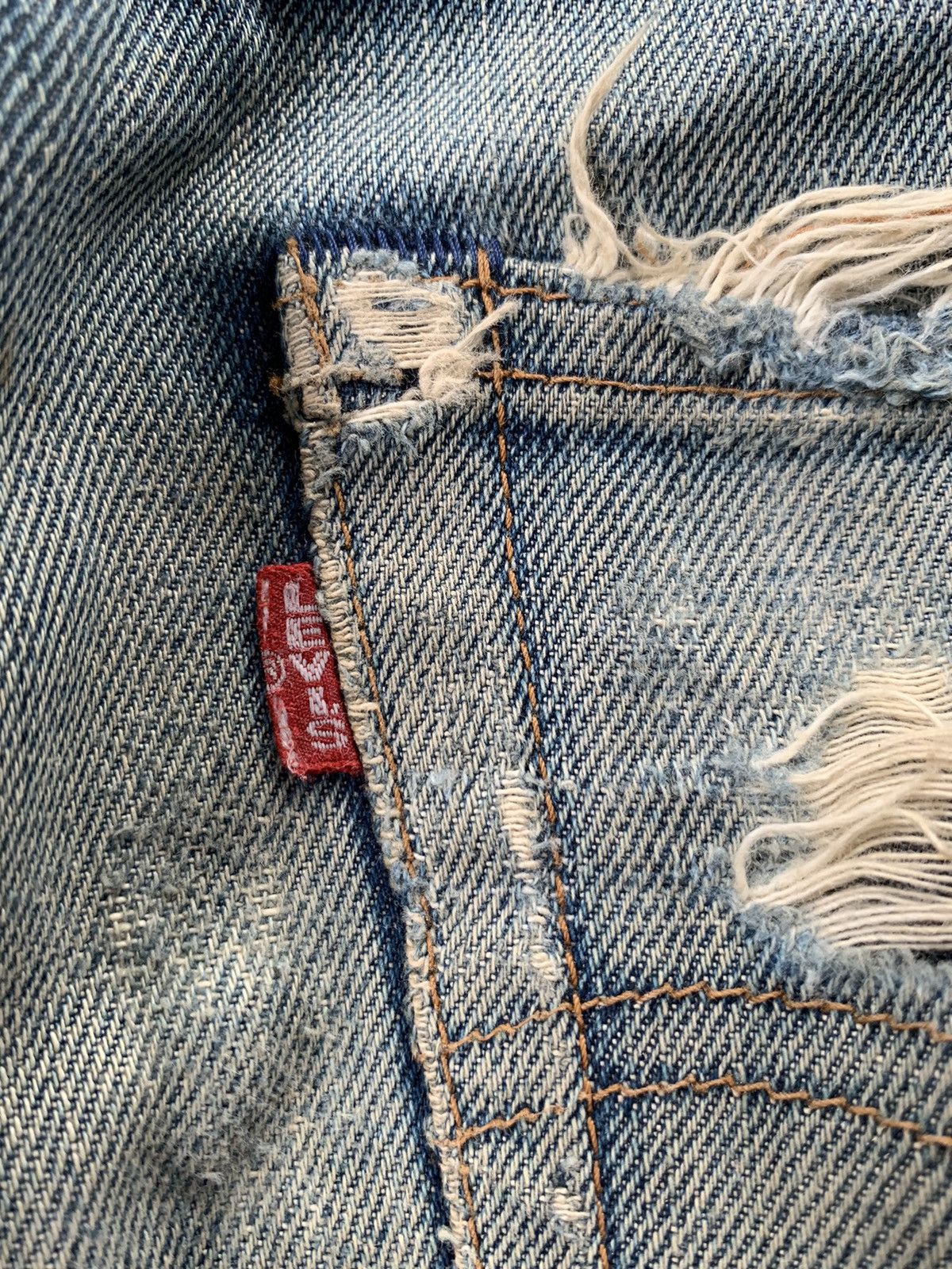 Levi's Vintage Levi’s Big E 502 Zip Talon Selvedge Distressed Denim Size US 31 - 4 Thumbnail