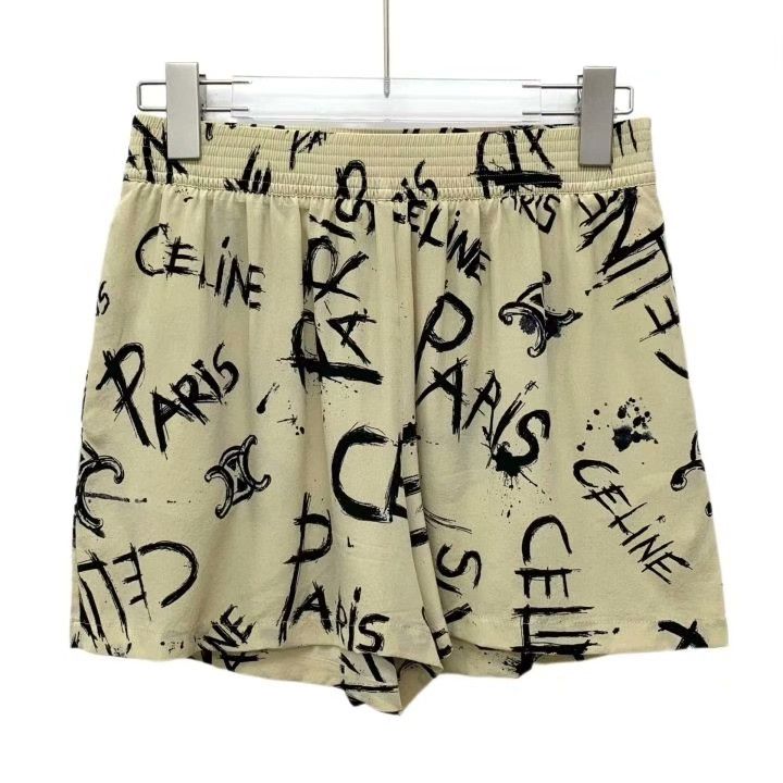 Celine Celine Logo Print Silk Casual Shorts Size 34" / US 12 / IT 48 - 1 Thumbnail