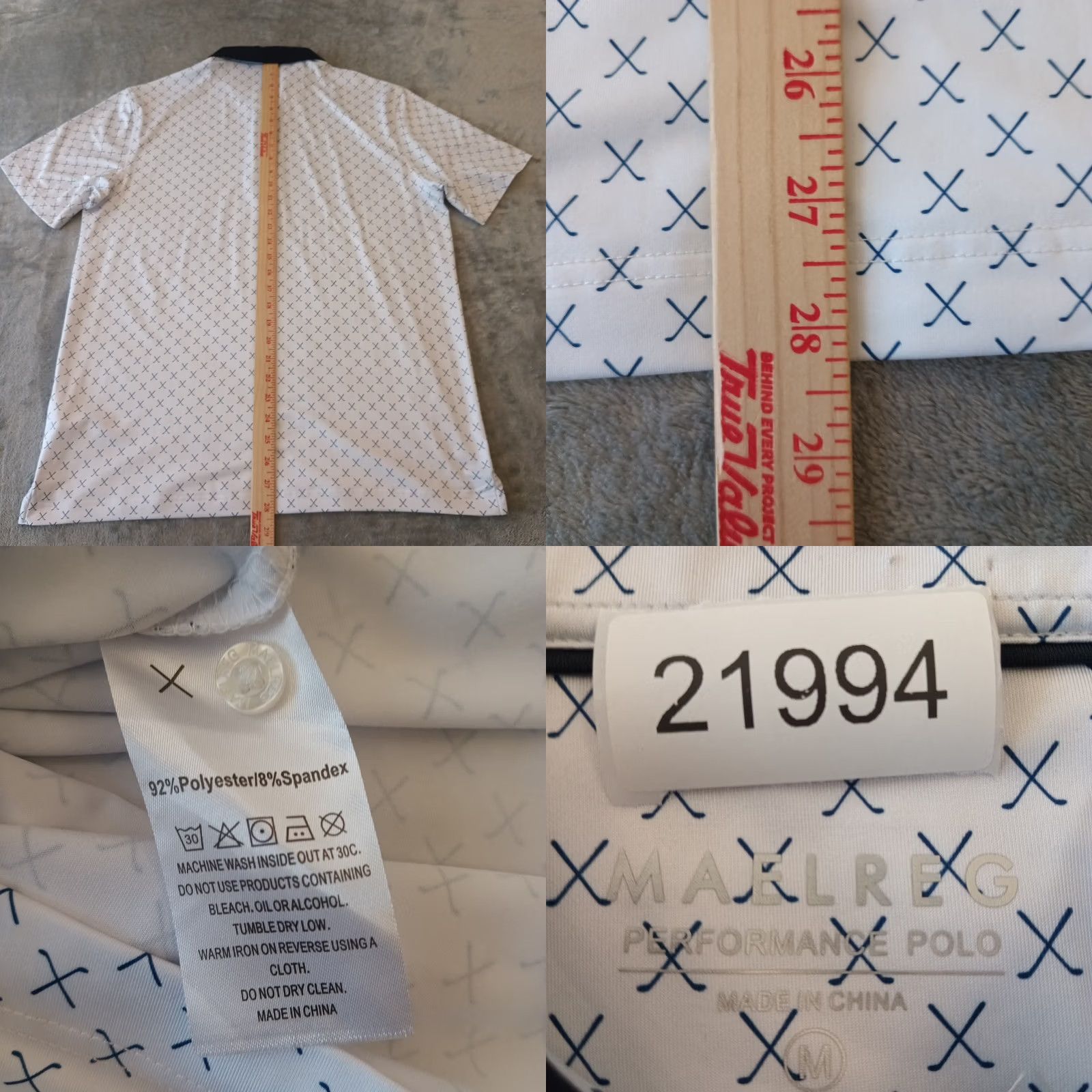 Vintage Maelreg Polo Shirt Mens M White Blue Geometric Short Sleeve Polo Casual Activewear Golf Rib Stretch Logo M Size US M / EU 48-50 / 2 - 8 Thumbnail
