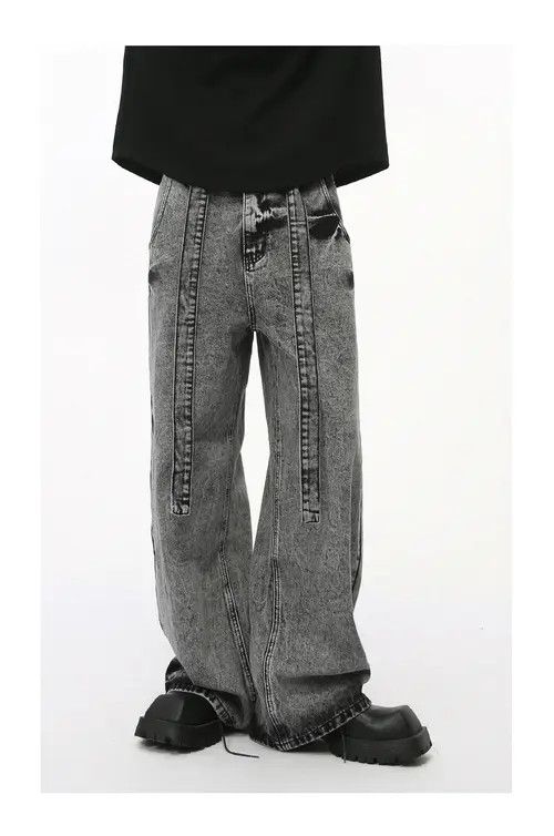 Japanese Brand × Jean Pants American high street lace-up colorblock jeans Size US 34 / EU 50 - 4 Thumbnail