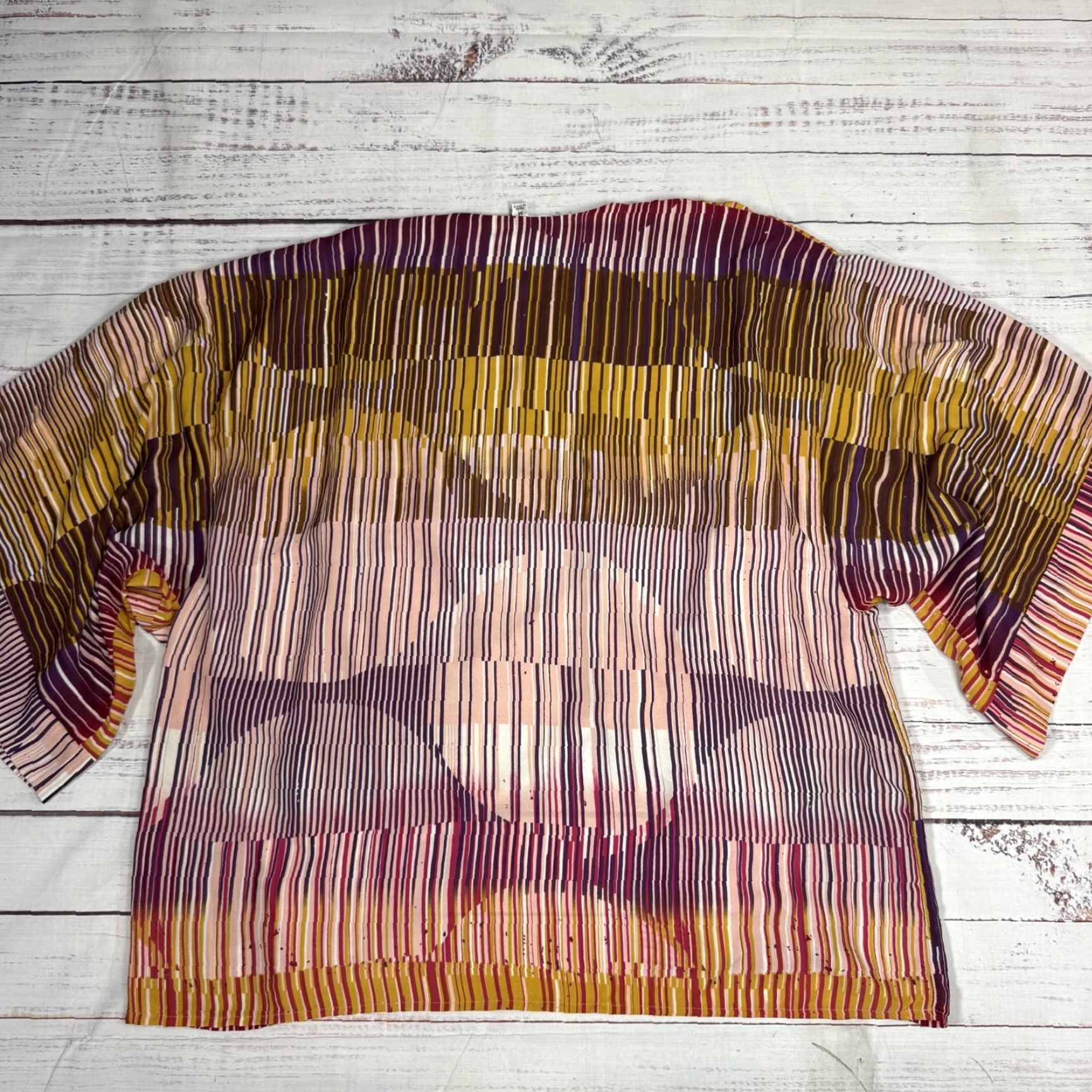 Vintage CAbi Cover Up Robe Open Front Pink Yellow Stripe Lightweight Sz M Womens Kimono Style Open Size ONE SIZE - 5 Thumbnail