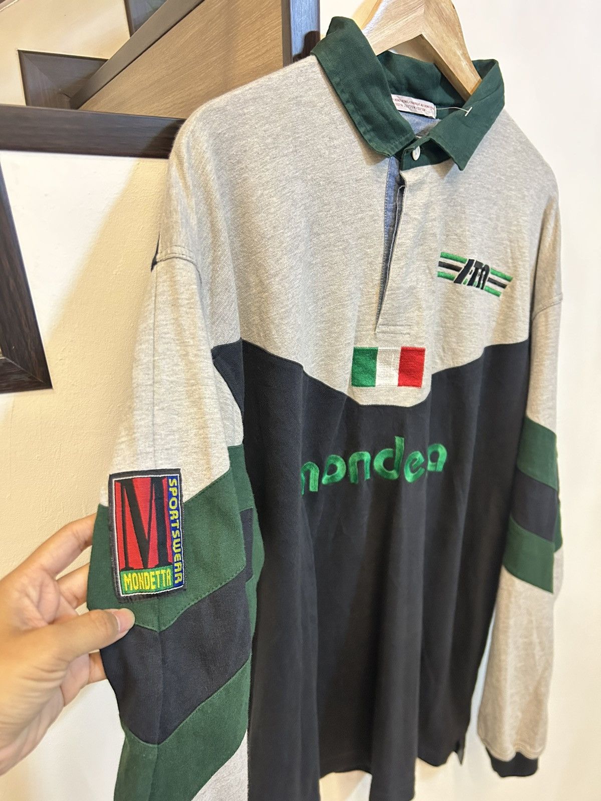 Vintage 💥RARE💥Vintage Mondetta "Italy" Embroidered Rugby Polo Shirt Size US L / EU 52-54 / 3 - 4 Thumbnail