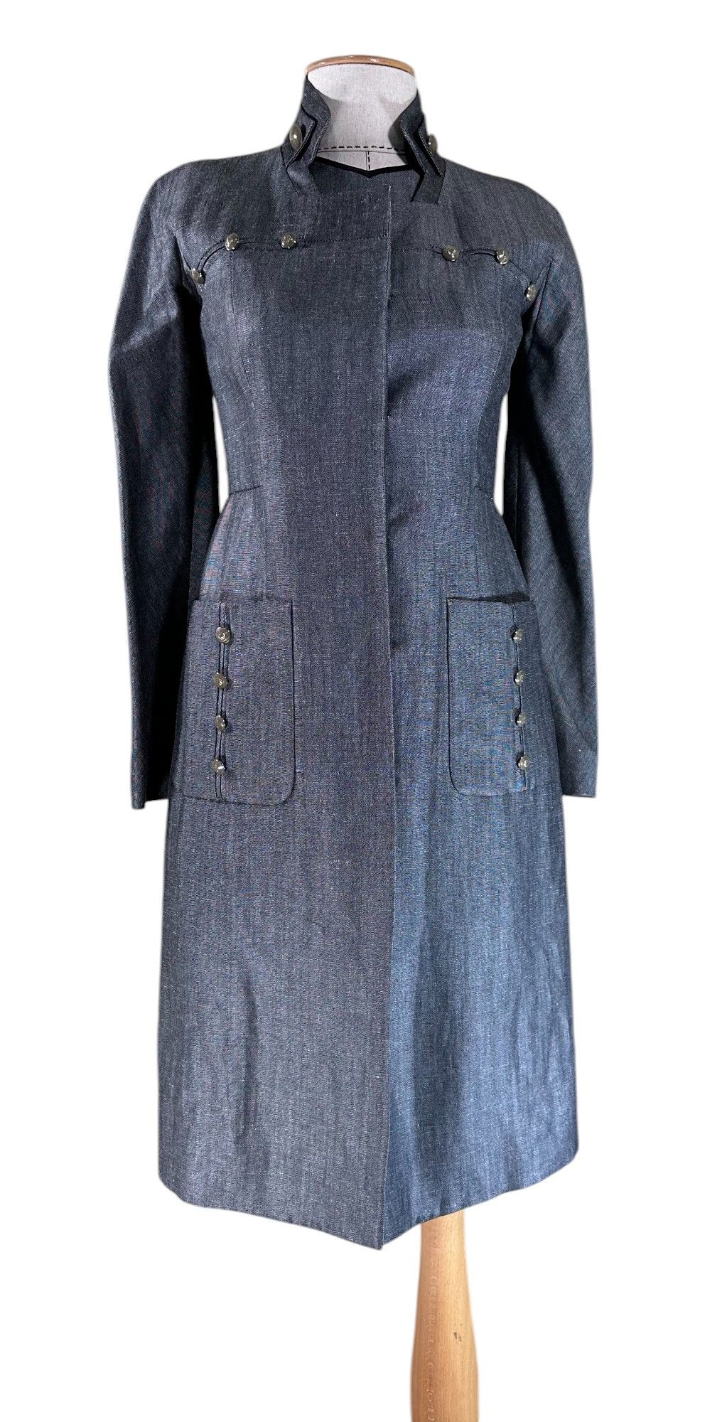 Valentino Grey Linen Suit Dress and Coat/Long Blazer Size XS / US 0-2 / IT 36-38 - 1 Thumbnail