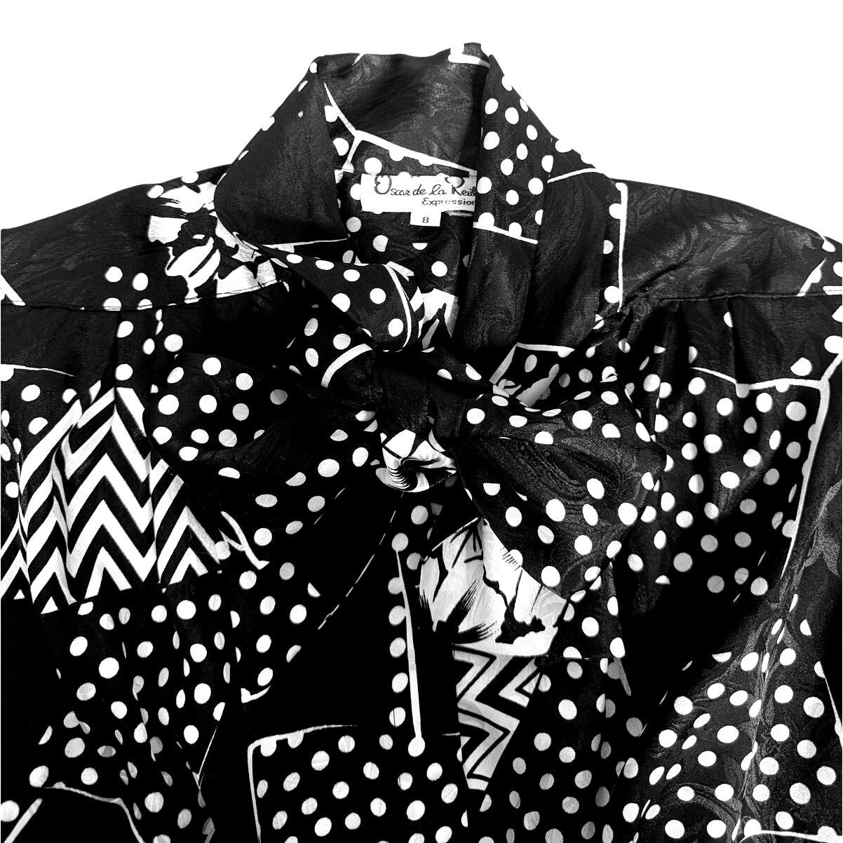 Oscar De La Renta Oscar De La Renta Expressions Black White Blouse | Size 8 Size M / US 6-8 / IT 42-44 - 3 Thumbnail