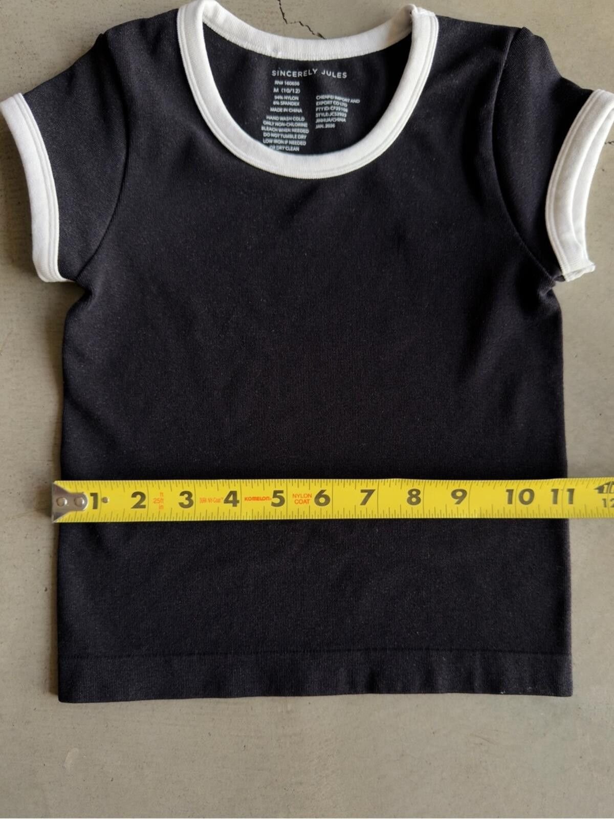 Aritzia Sincerely Jules / Ringer Baby Tee / Black White Size M / US 6-8 / IT 42-44 - 3 Thumbnail