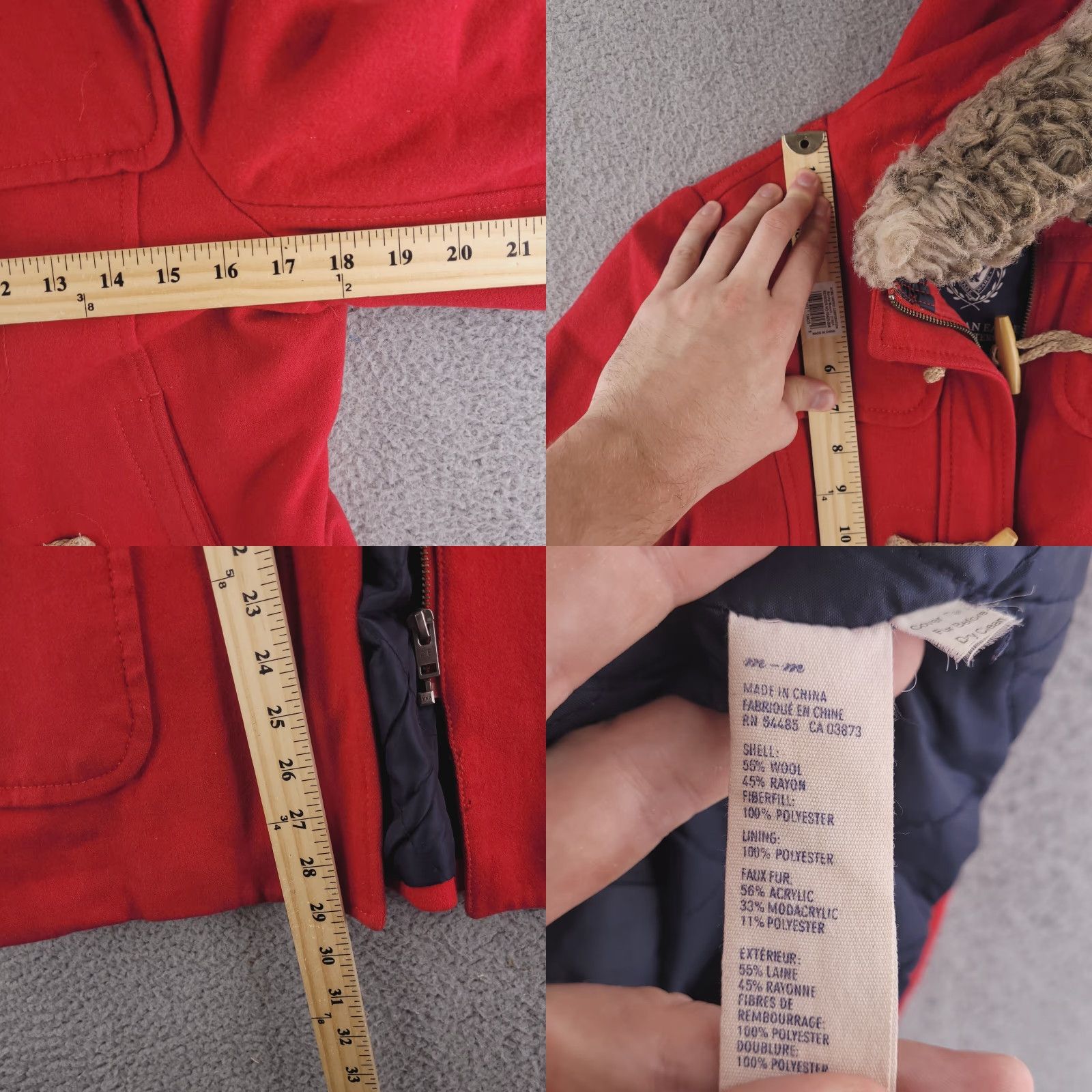 American Eagle Outfitters VINTAGE American Eagle Coat Womens Medium Red Wool Overcoat Long Quilted Size M / US 6-8 / IT 42-44 - 8 Thumbnail