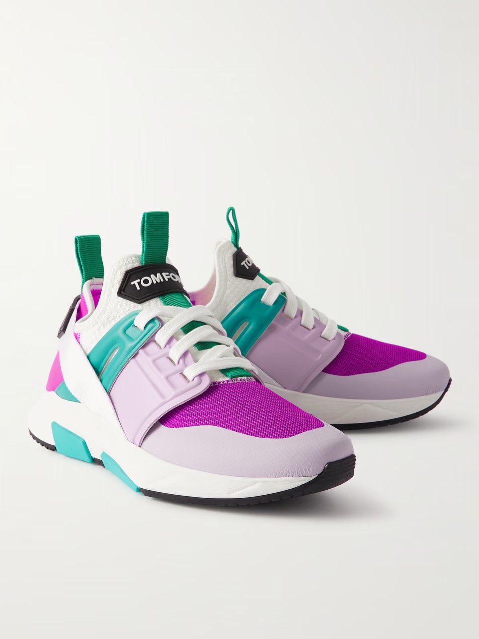 Tom Ford o1loc1c0824 Jago Scuba, Mesh & Leather Sneakers Multicolor Size US 11.5 / EU 44-45 - 3 Thumbnail