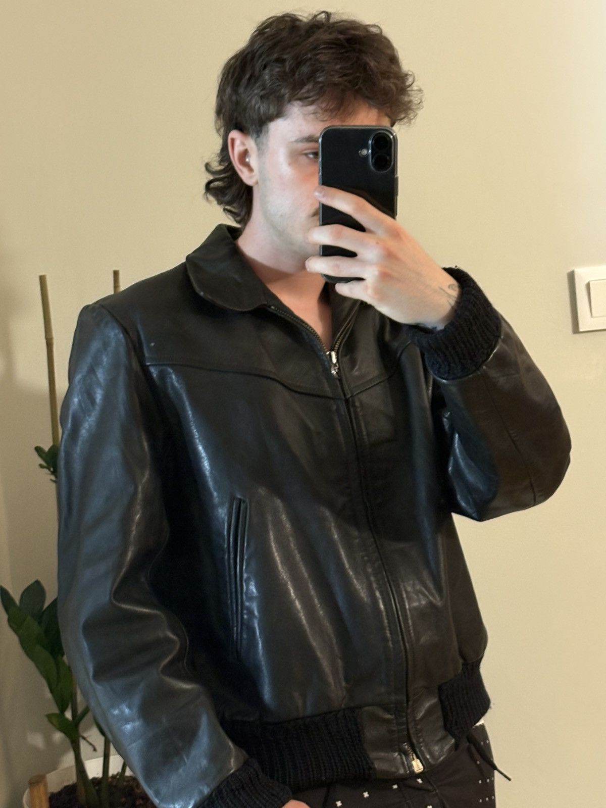 Leather WW2 40s Germany cropped cyclist leather bomber jacket grail Size US M / EU 48-50 / 2 - 5 Thumbnail