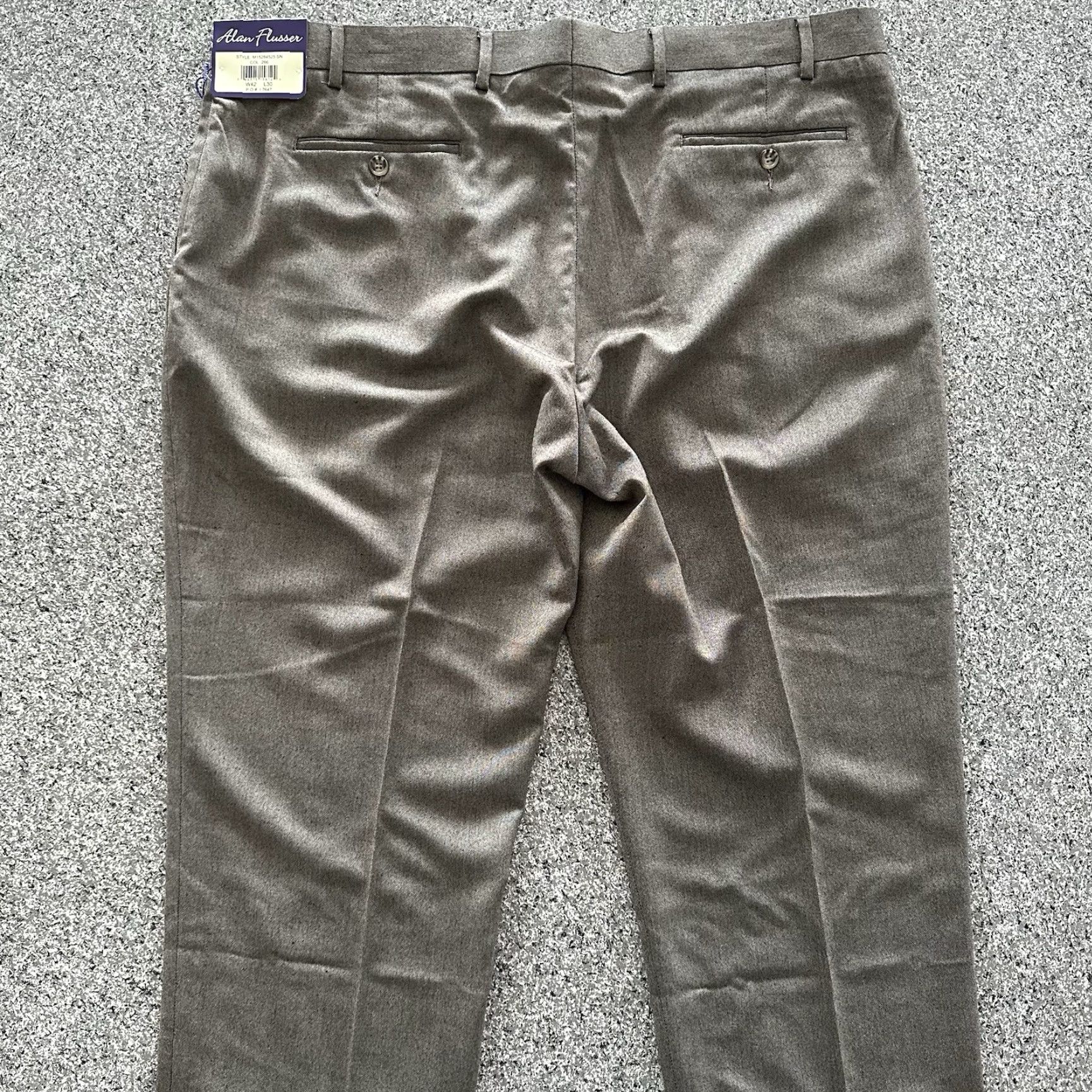 Vintage Alan Flusser Dress Pants Mens 42 x 30 Brown Stretch Classic Fit Flat Front Pants Mens 42 Brown Stretch Classic Flat Front Size US 42 / EU 58 - 5 Thumbnail