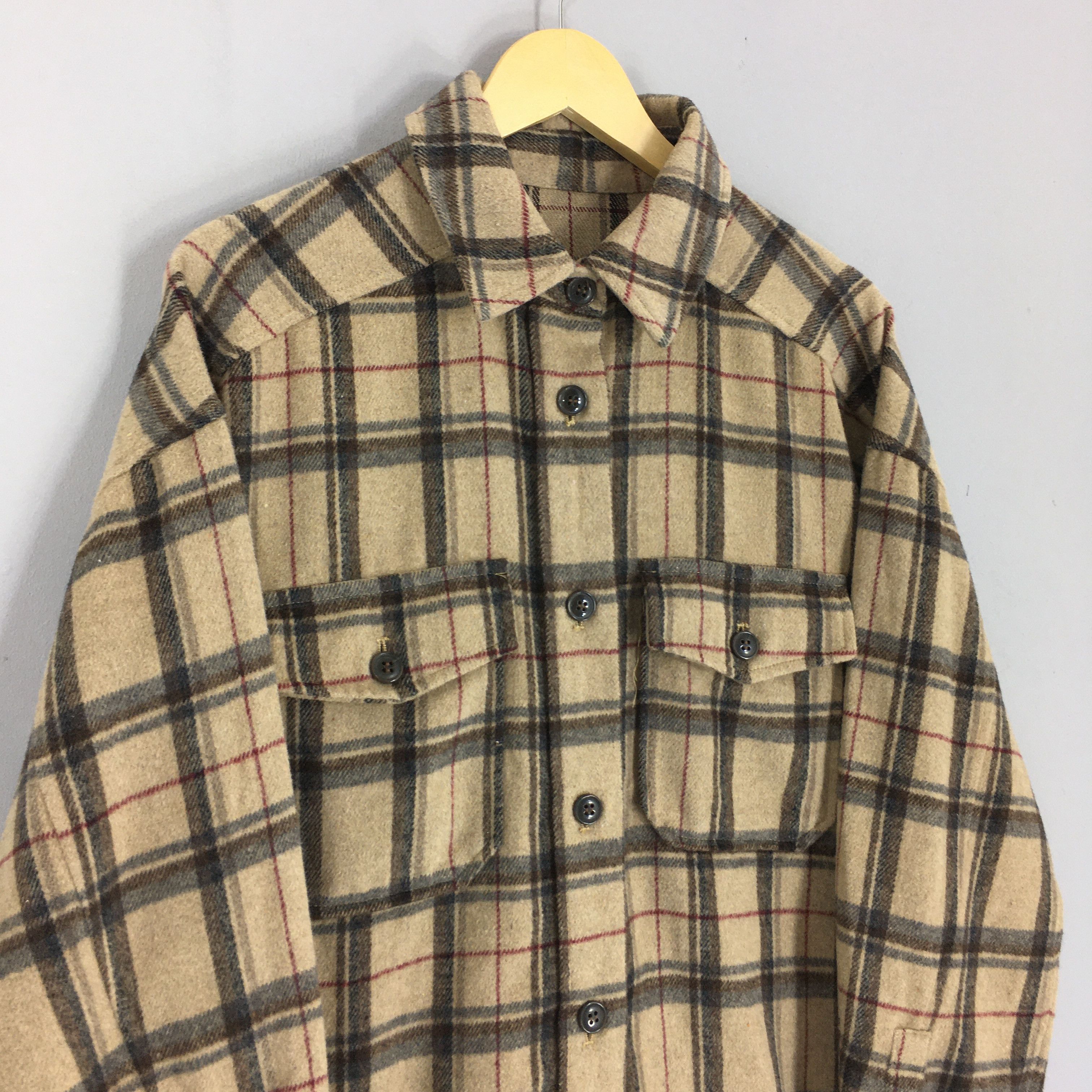 Vintage Japanese Brand Plaid Shadow Checkered Flannel Medium