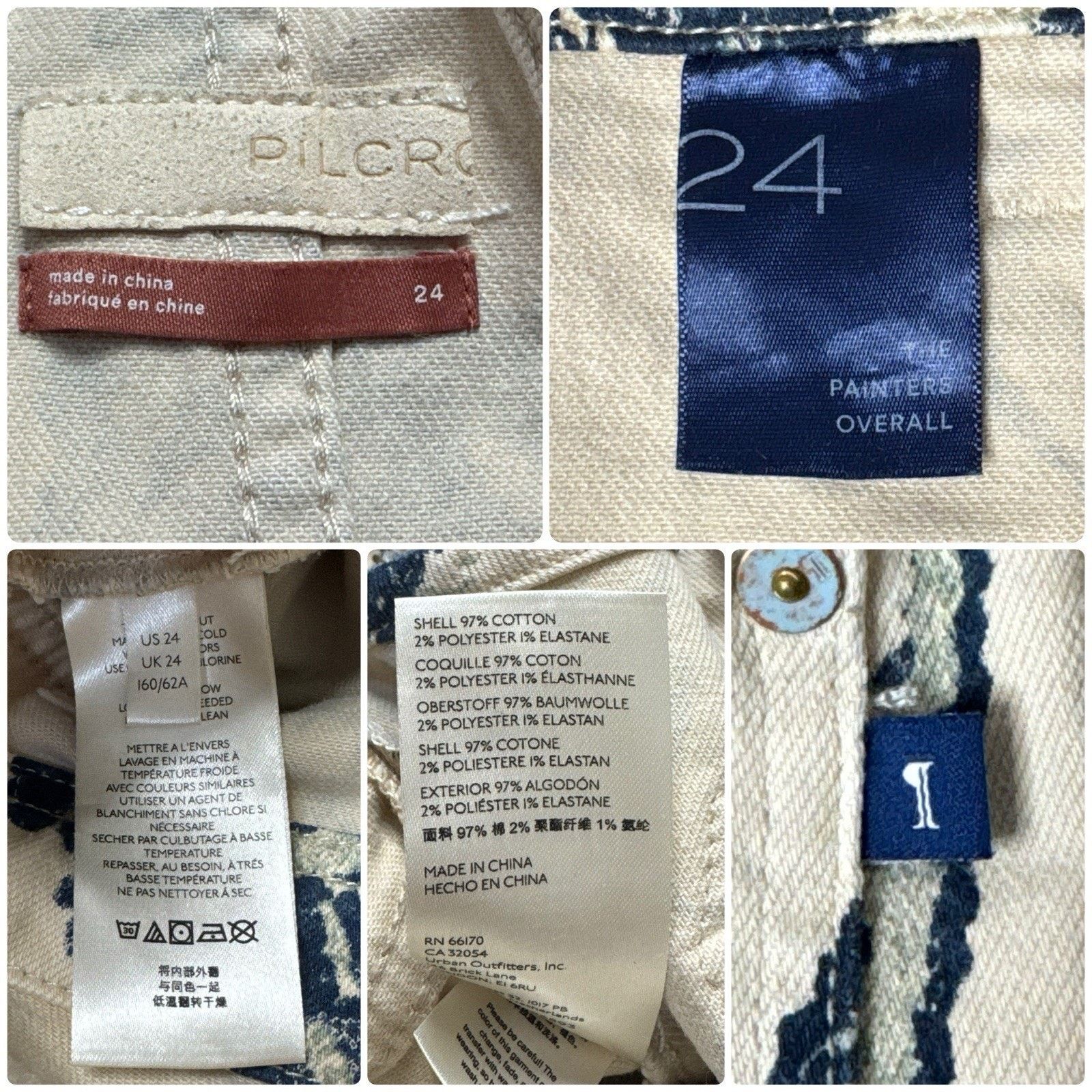Anthropologie Anthropologie PILCRO The Painters Floral Denim Overalls 24 Size 24" / US 00 / IT 34 - 10 Thumbnail