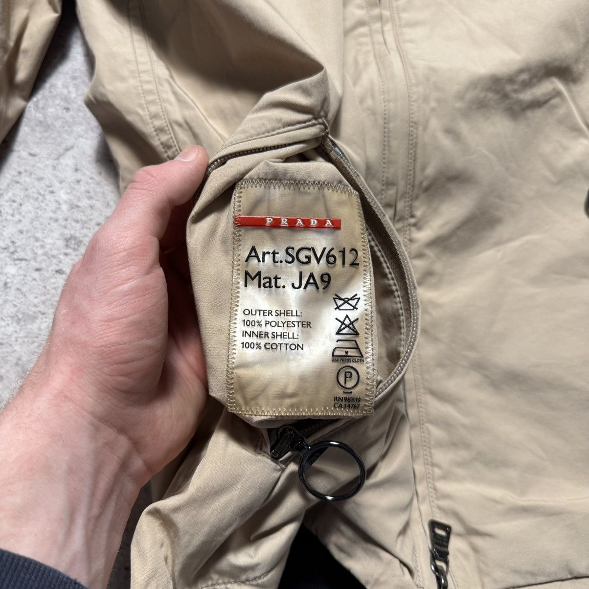 Prada Red Tab Reversible Gore Tex Black/Beige Nylon Jacket