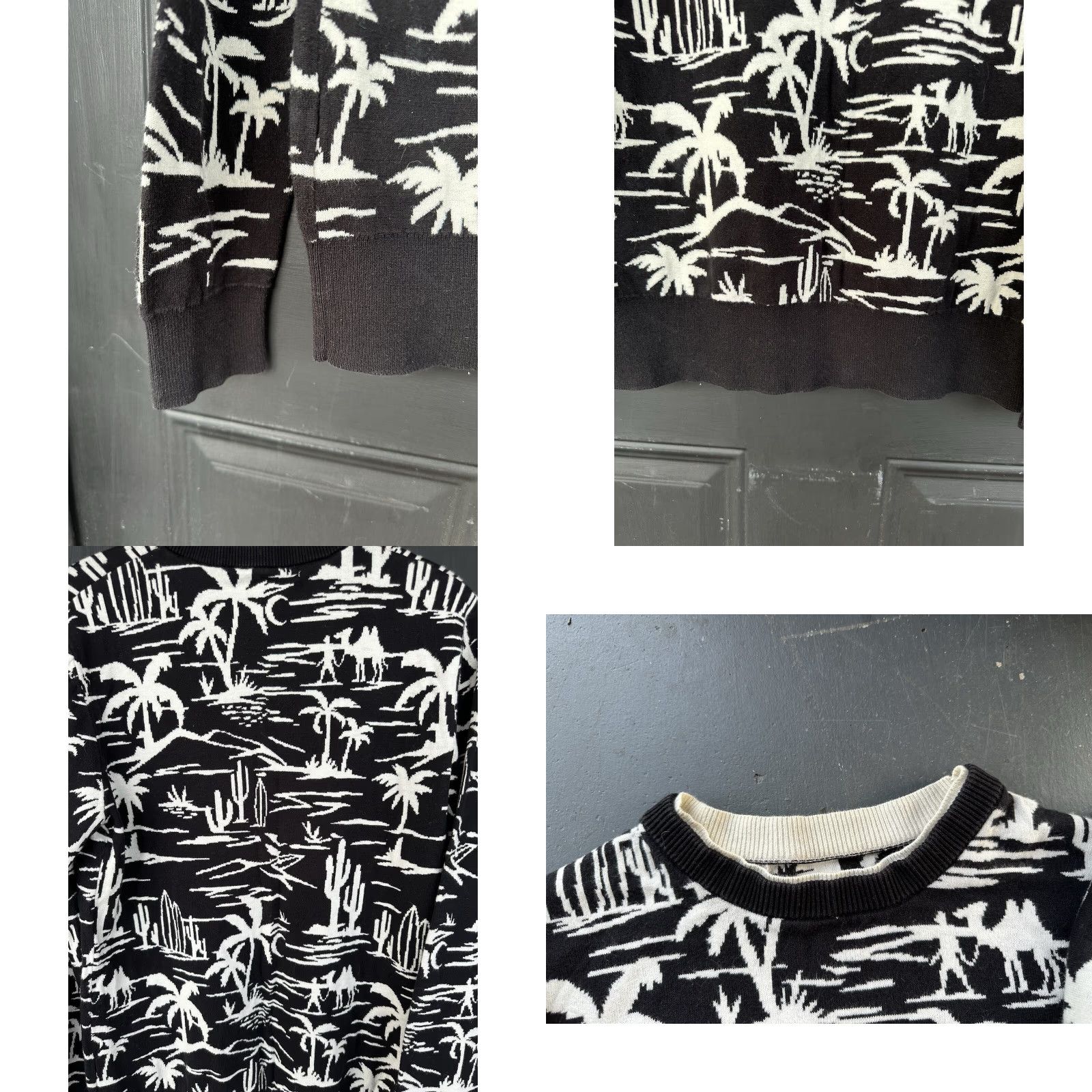 Scotch & Soda Scotch & Soda Sweater Men S Floral Black White Cotton Jacquard Patterned Pullover Size US S / EU 44-46 / 1 - 8 Thumbnail