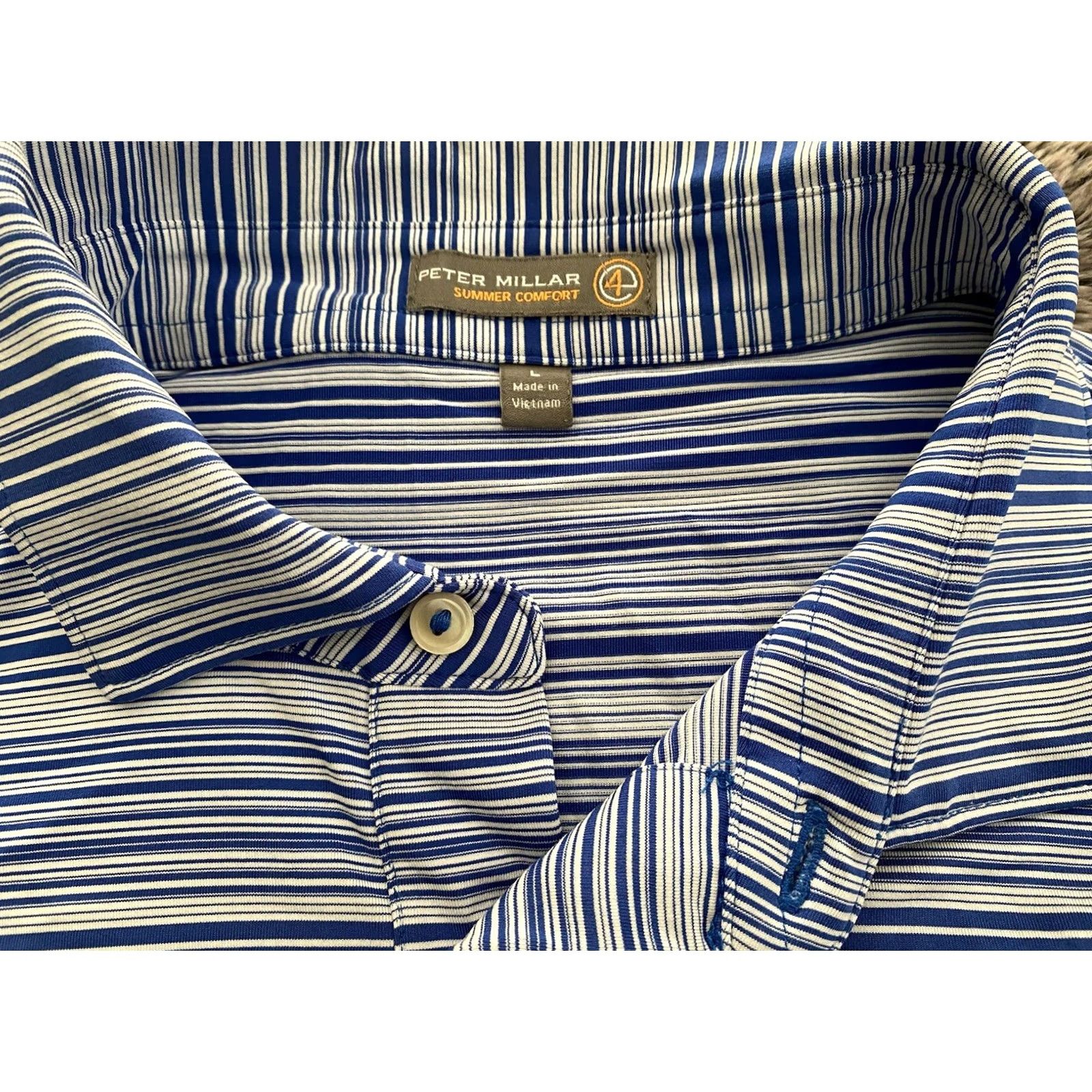 Peter Millar Peter Millar Summer Comfort Polo Mens Large Striped Golf Performance Whisper Rock Size US L / EU 52-54 / 3 - 3 Thumbnail