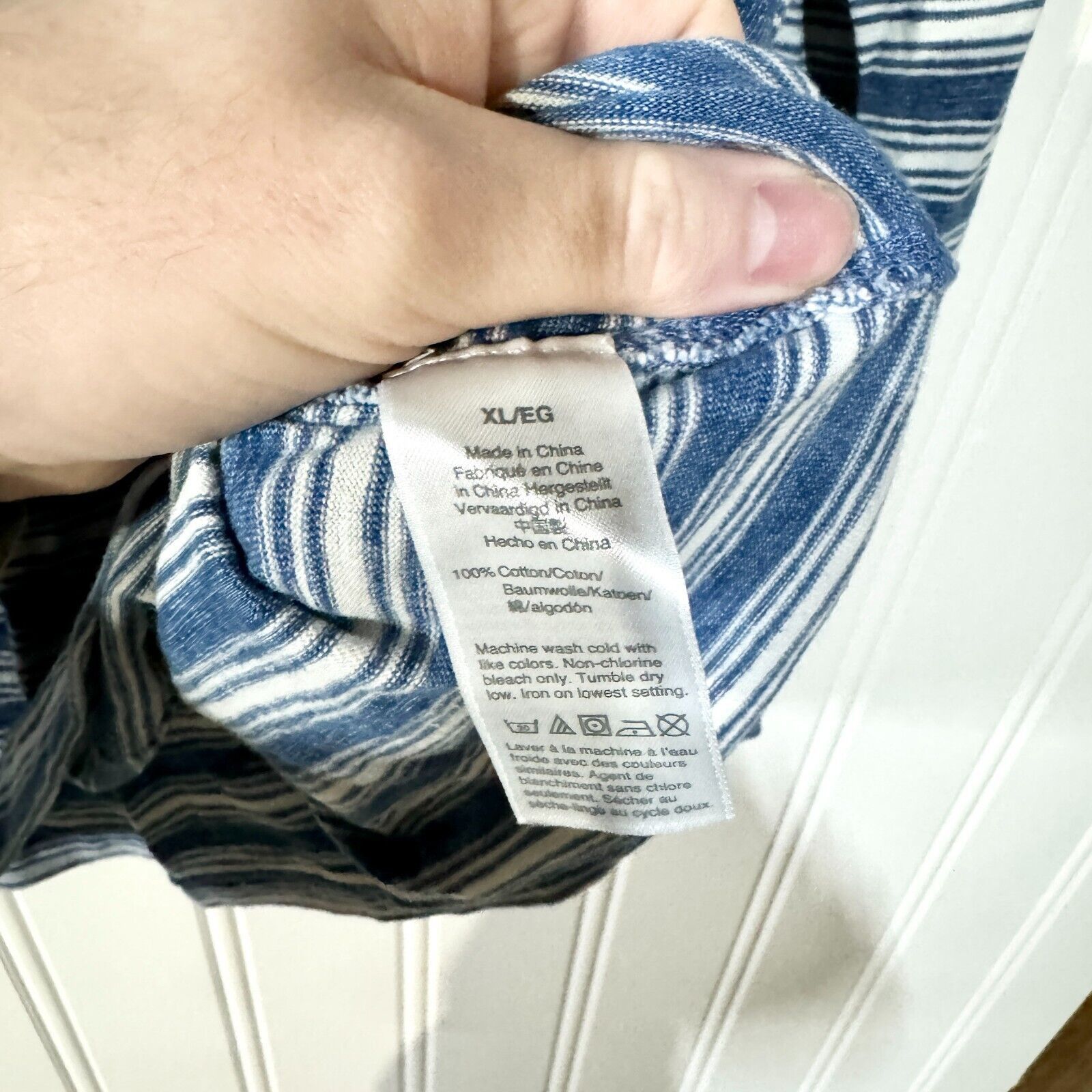 Madewell Madewell Blue Striped Cotton Long Sleeve Henley Crewneck XL Size US XL / EU 56 / 4 - 3 Thumbnail