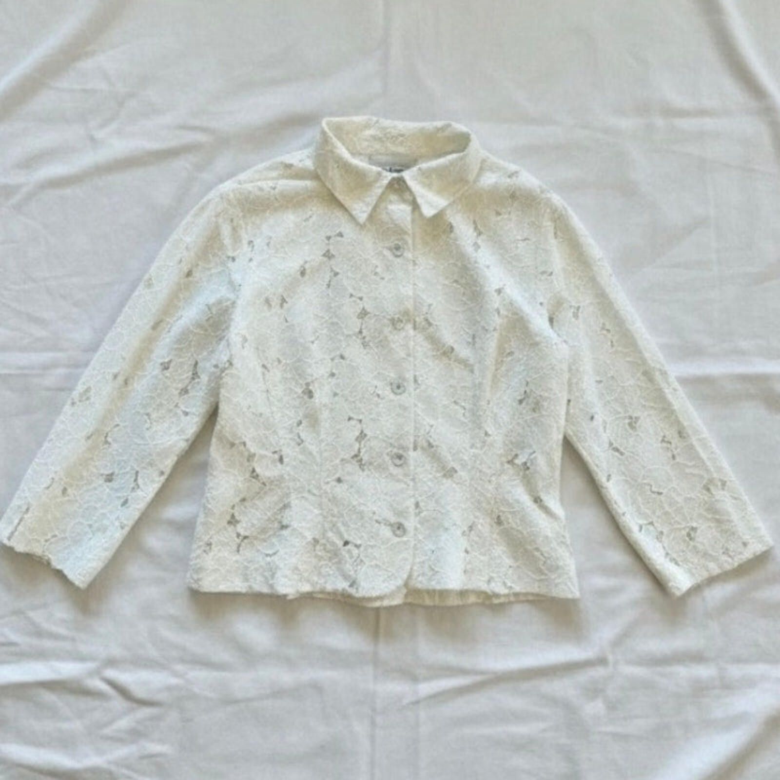 Other Cabi #5162 Spring Portrait White Floral Jacket Womens Medium Size M / US 6-8 / IT 42-44 - 1 Thumbnail