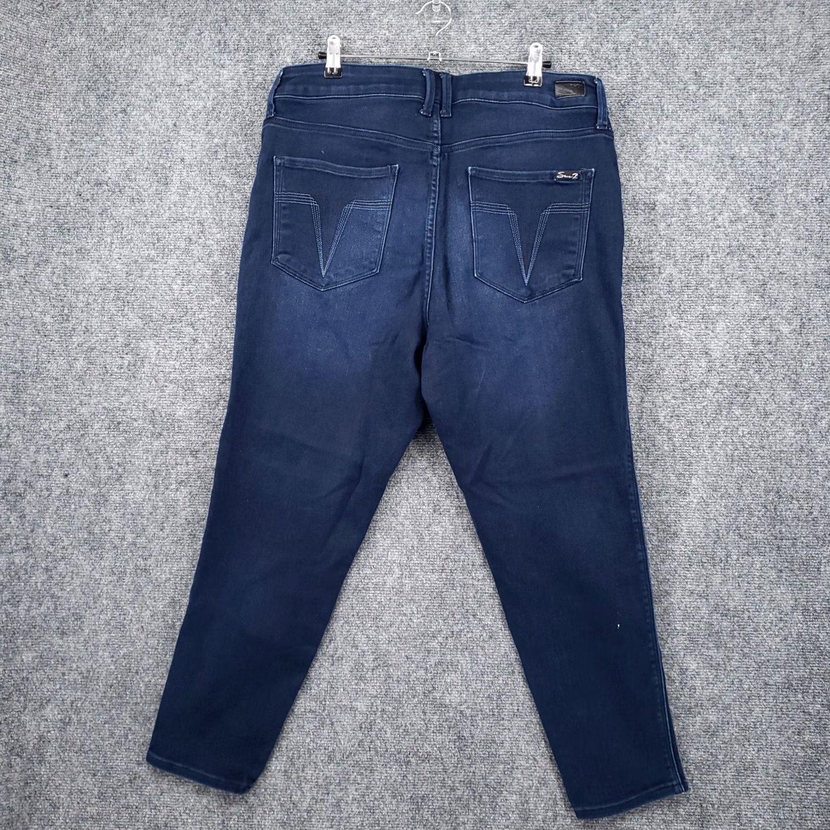 Vintage Seven7 Jeans Womens Blue Skin Fit Denim High Rise Ankle Stretch Dark Wash Size 16 Size 38" / US 16 / IT 52 - 2 Thumbnail