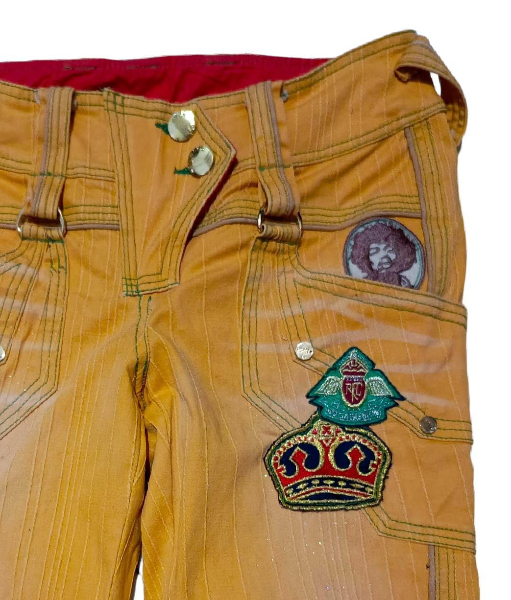 14th Addiction Vintage Jimi Hendrix Logo Flared Trousers Python Pocket Size 29" - 2 Thumbnail