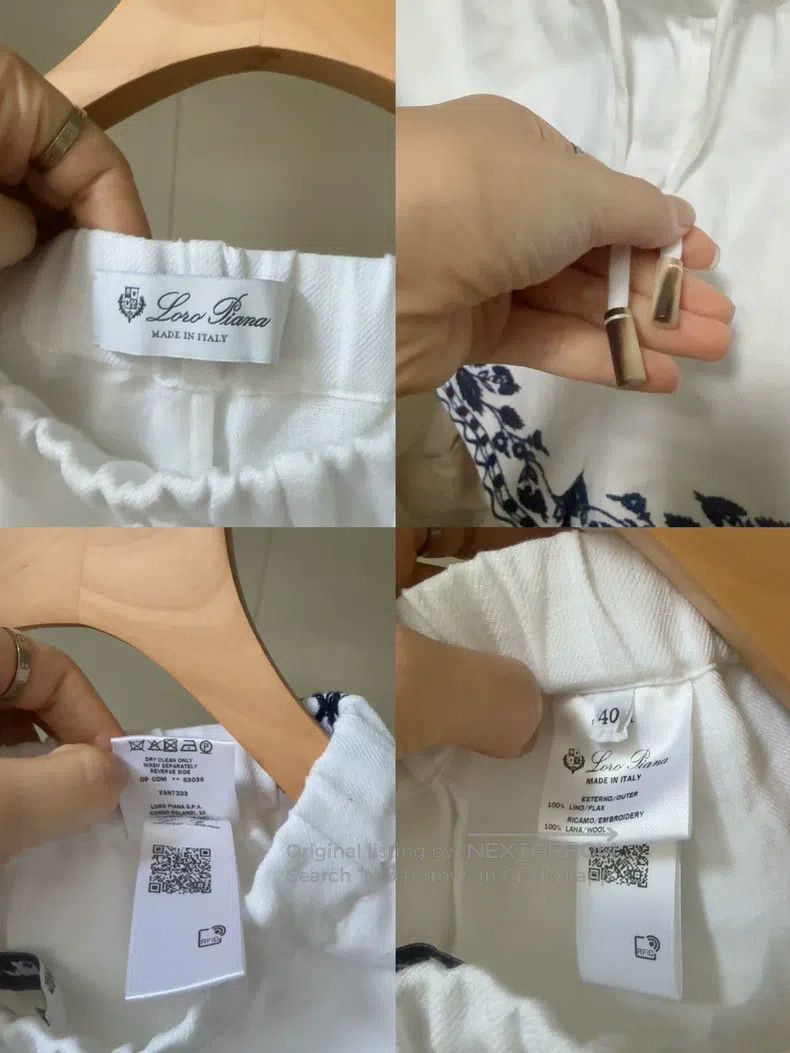 Loro Piana Loro Piana Blue and White Embroidered Linen Shorts Size 26" / US 2 / IT 38 - 9 Thumbnail