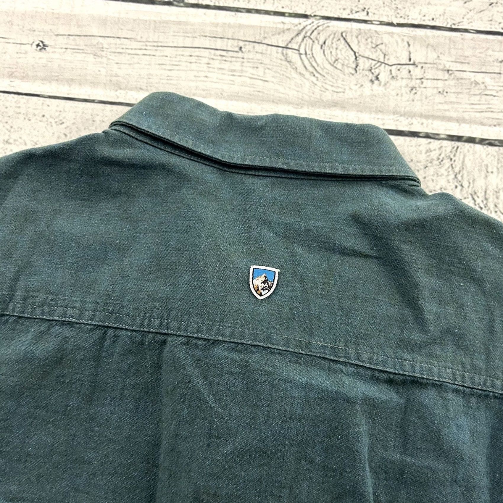 Vintage Kuhl Linen Blend Short Sleeve Button Front Shirt Men's XXL Green Blue Size US XXL / EU 58 / 5 - 6 Thumbnail