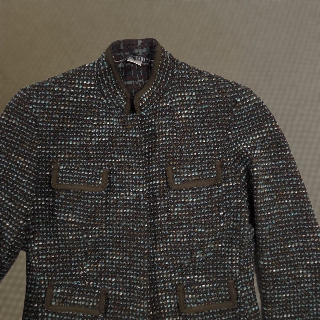 Vintage Peter Nygard Blazer Womens 4 Green Tweed Silk Lined Button Front Short Jacket Size 27" / US 4 / IT 40 - 1 Thumbnail