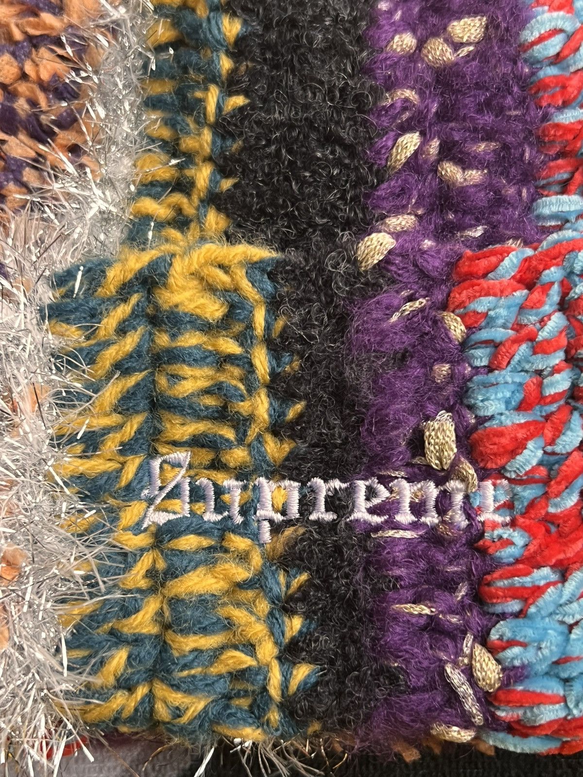 Supreme Tinsel Stripe Beanie Multicolor FW25 cap patchwork