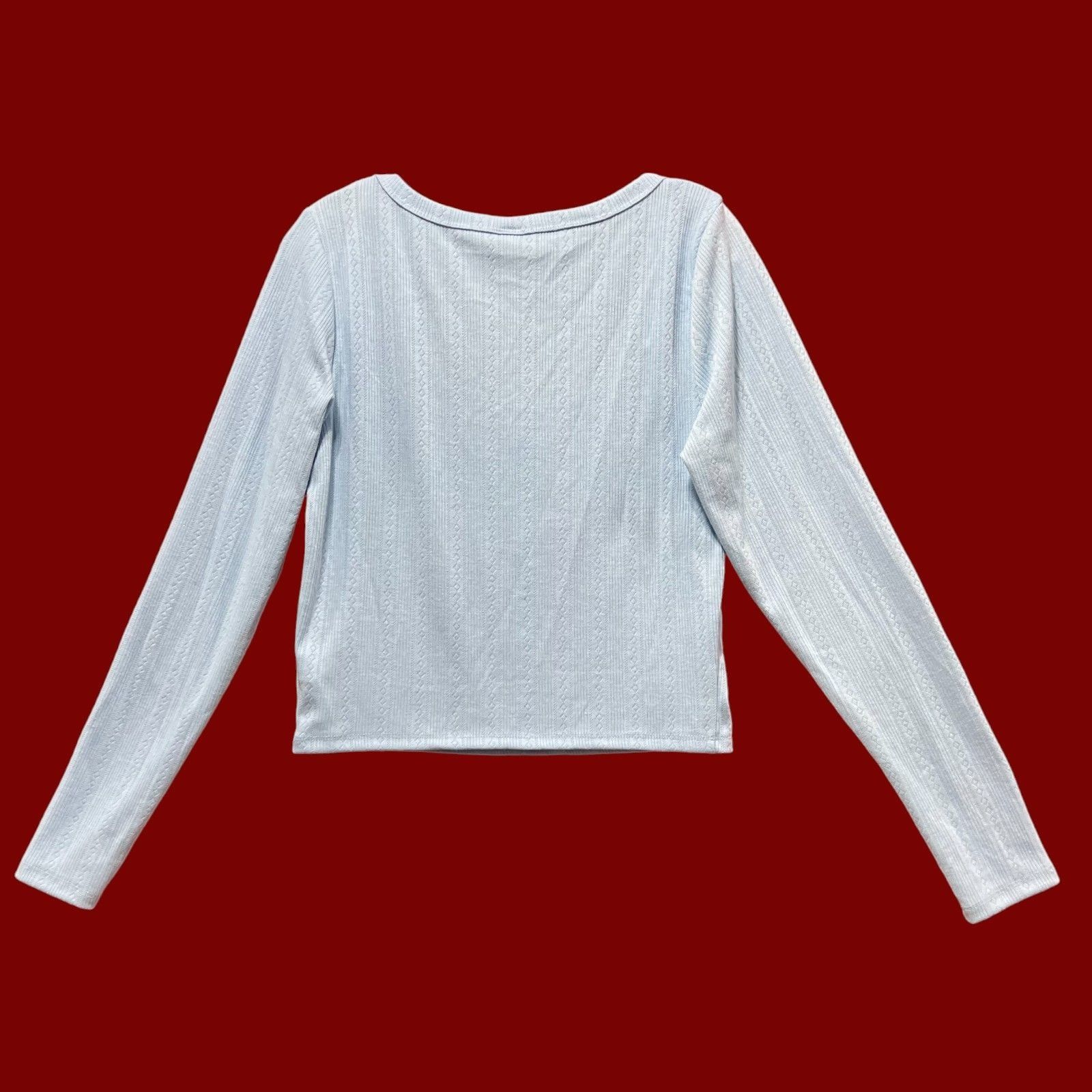 Other Wild Fable - Women's Long Sleeve Square Neck Pointelle T-Shi Size L / US 10 / IT 46 - 4 Thumbnail