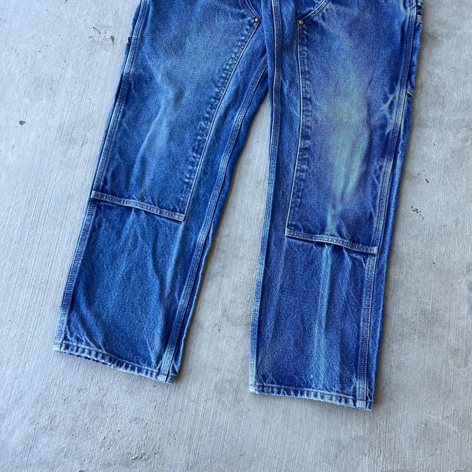 Carhartt × Vintage Carhartt faded denim blue jeans double knee work wear pants Size US 32 / EU 48 - 3 Thumbnail