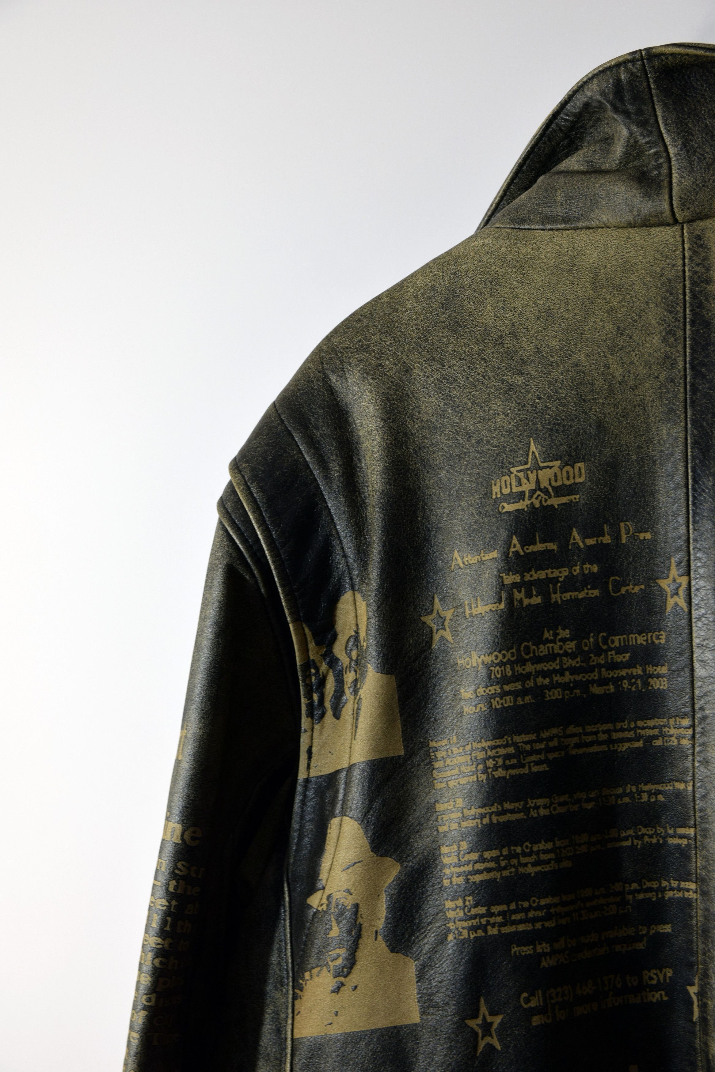 Planet Hollywood × Vintage Vintage 90s Hollywood Newspaper Leather Jacket Galliano Size US L / EU 52-54 / 3 - 6 Thumbnail