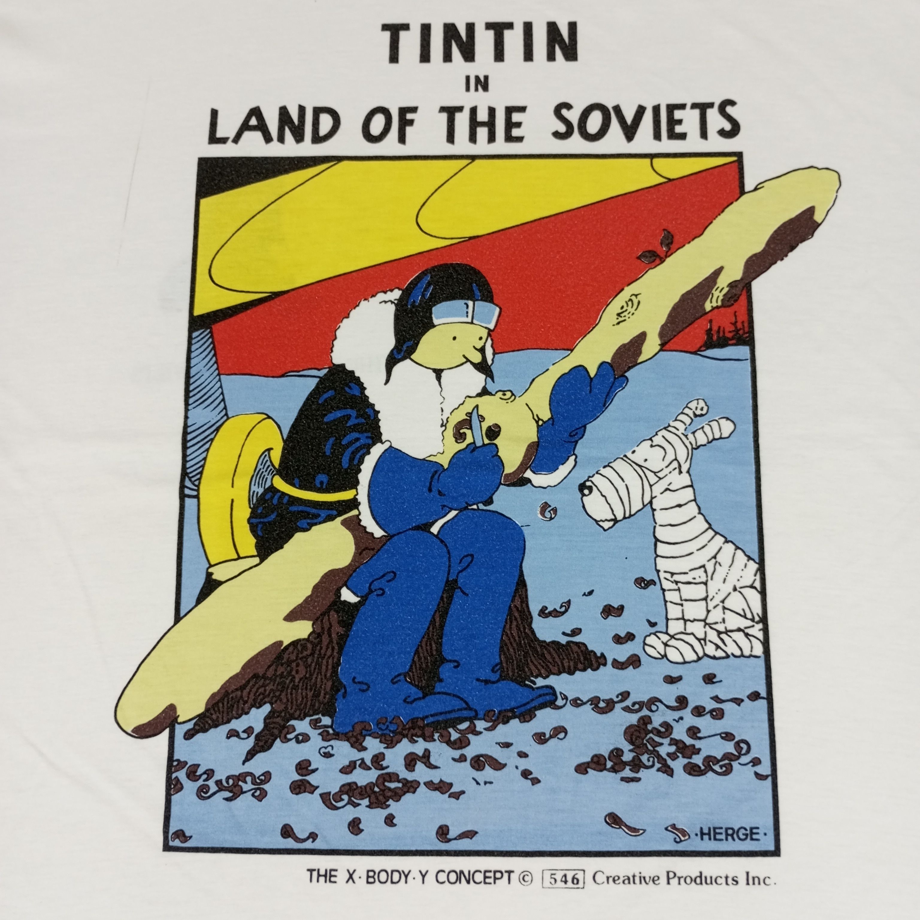 Vintage TINTIN In Land Of The Soviets Streetwear Cartoon Tshirt Size US L / EU 52-54 / 3 - 2 Thumbnail