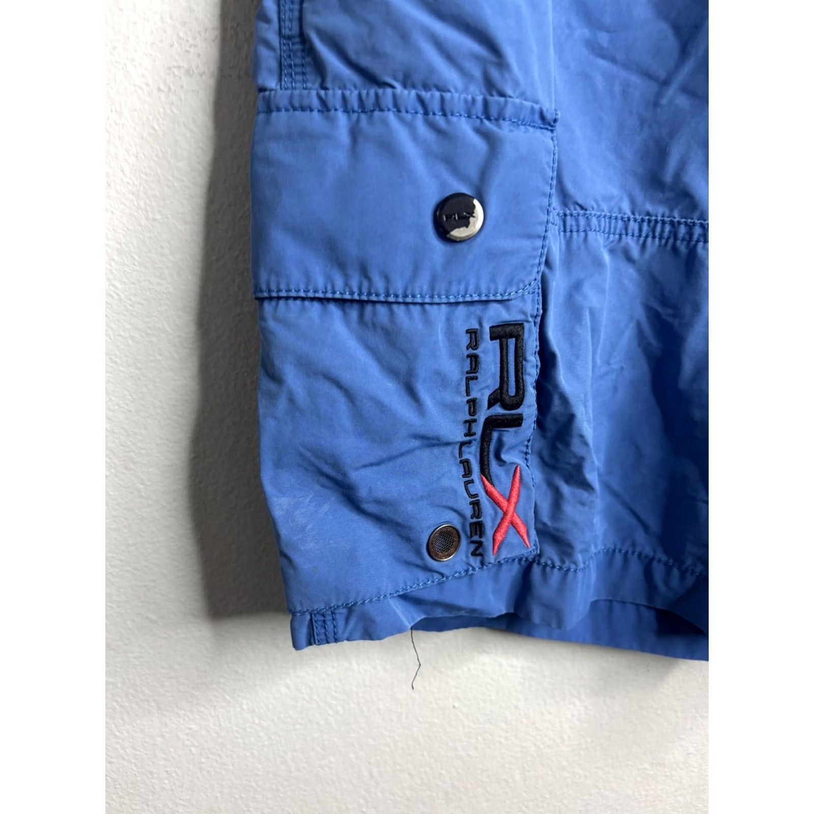 RLX Ralph Lauren RLX Ralph Lauren Mens Large Blue Swim Shorts Elastic Waist Cargo Pockets Trunks Size US 33 - 2 Thumbnail