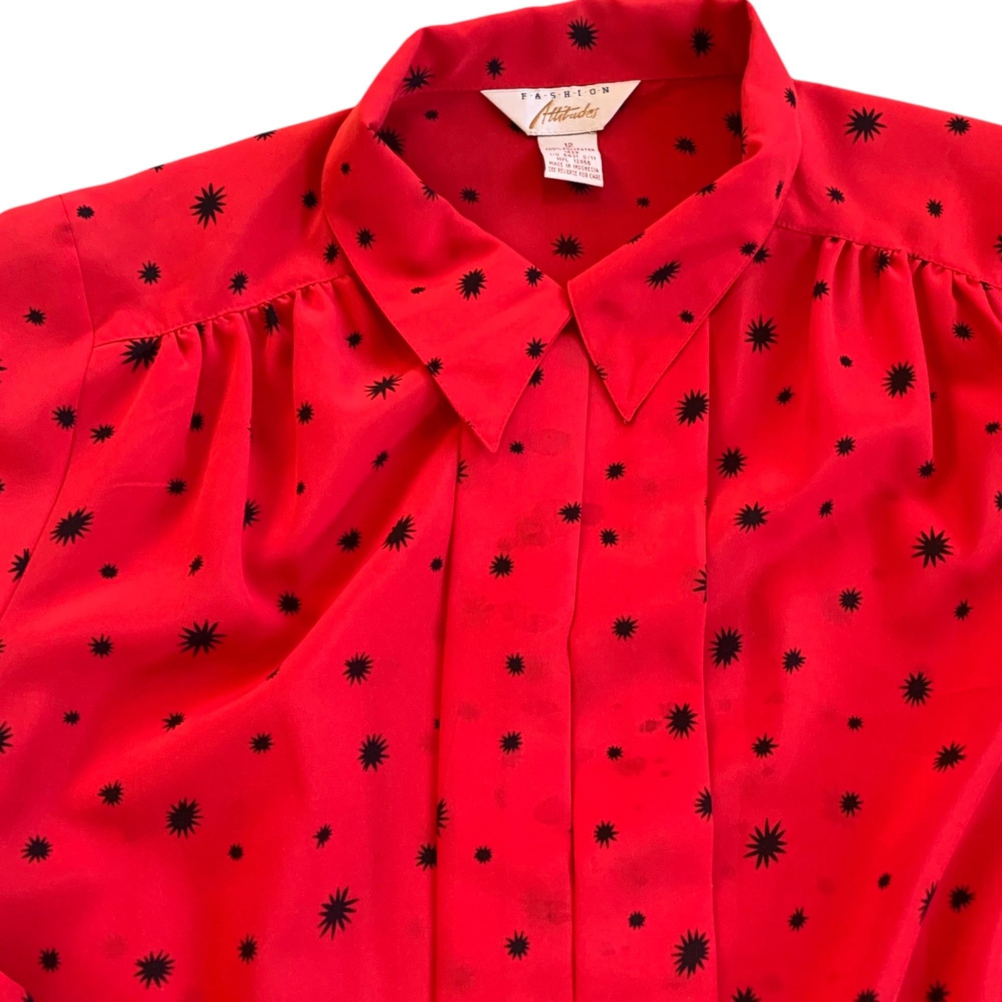 Vintage Vintage Atomic Print Rockabilly MCM Novelty Retro Blouse 12 Size XL / US 12-14 / IT 48-50 - 3 Thumbnail